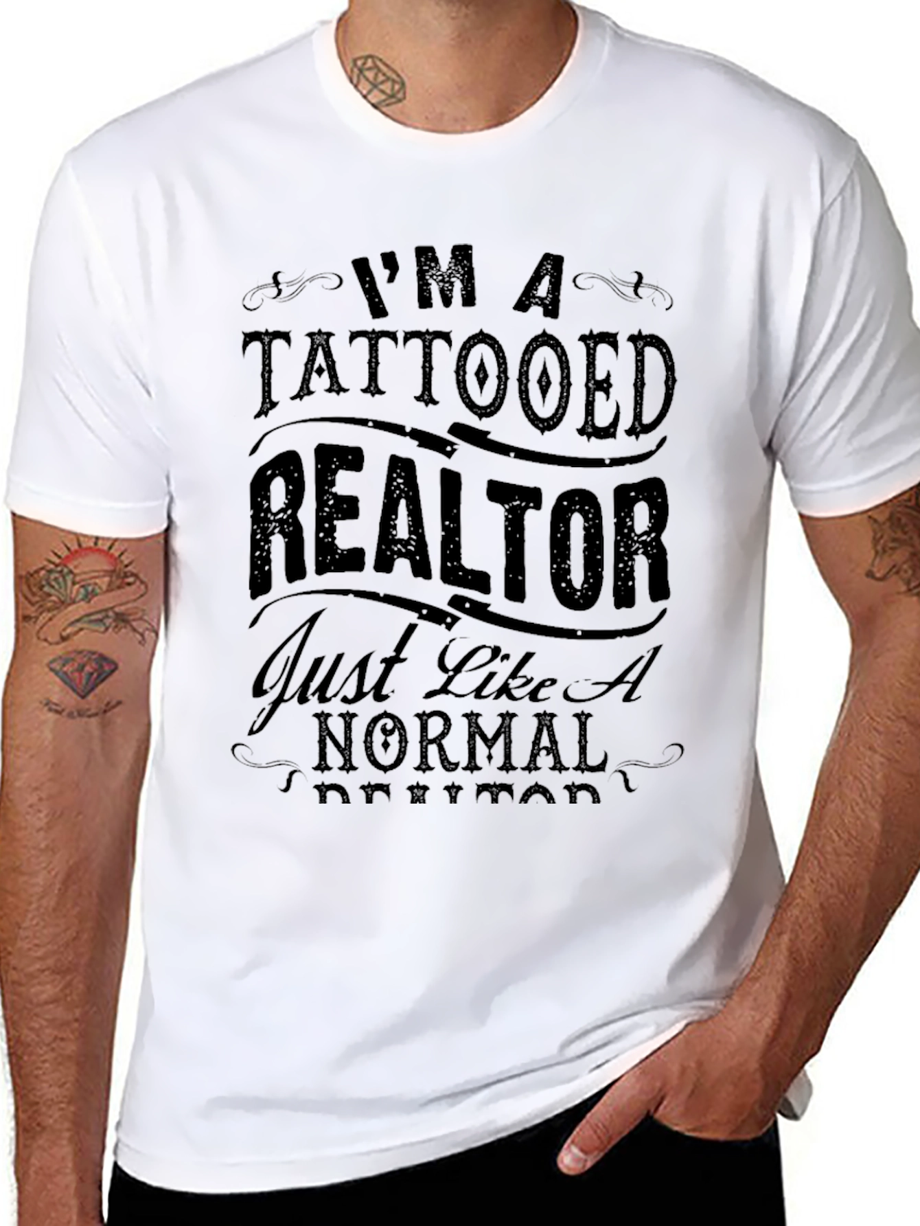 Black Tattooed Realtor T-Shirt - Funny Real Estate Agent Tee view 8