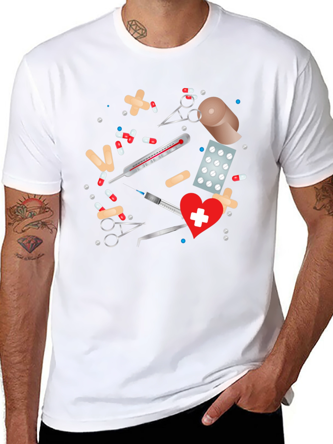 Black Medical Theme Graphic Tee view 8