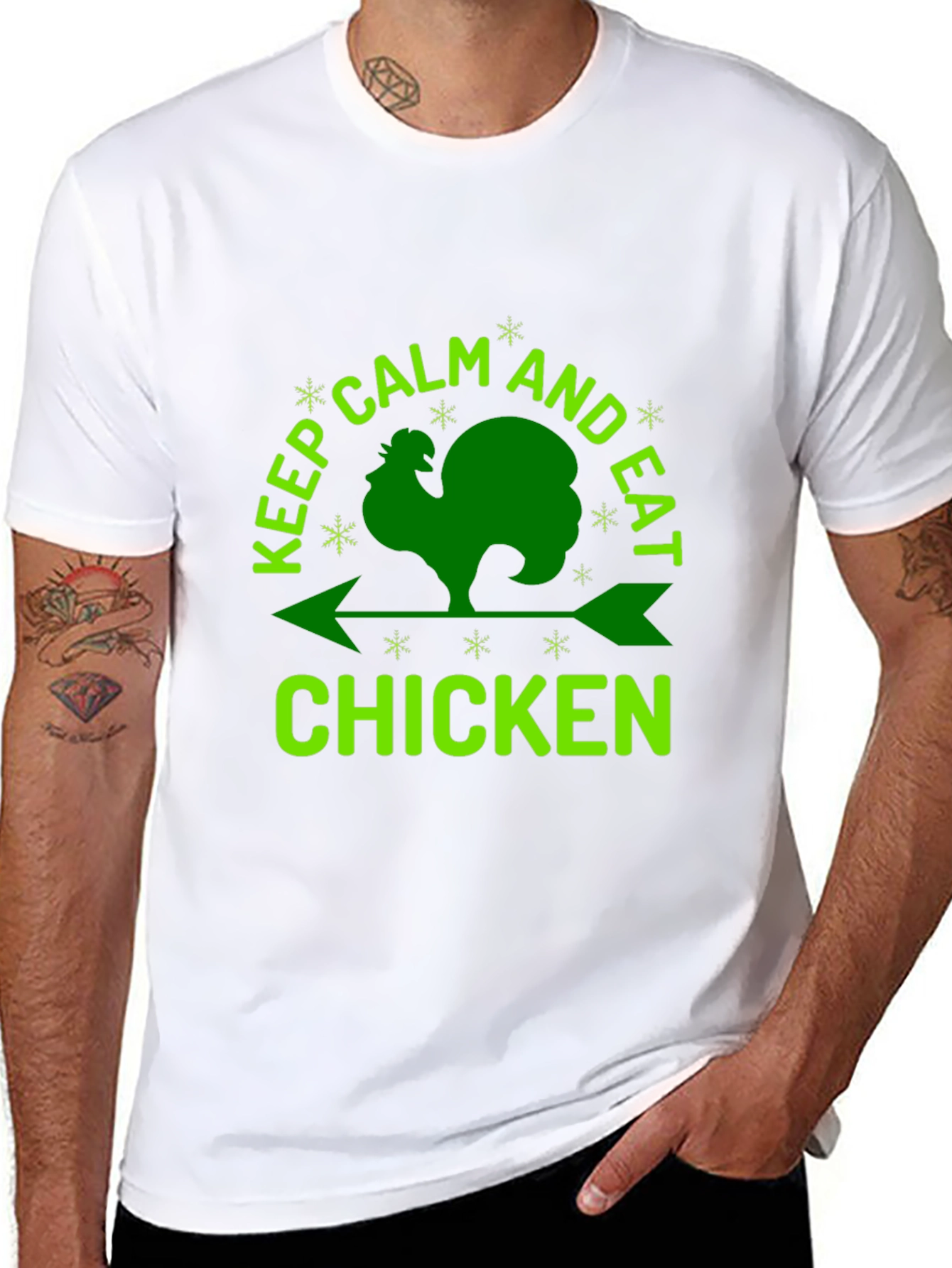 Black Keep Calm & Eat Chicken Graphic Tee view 8