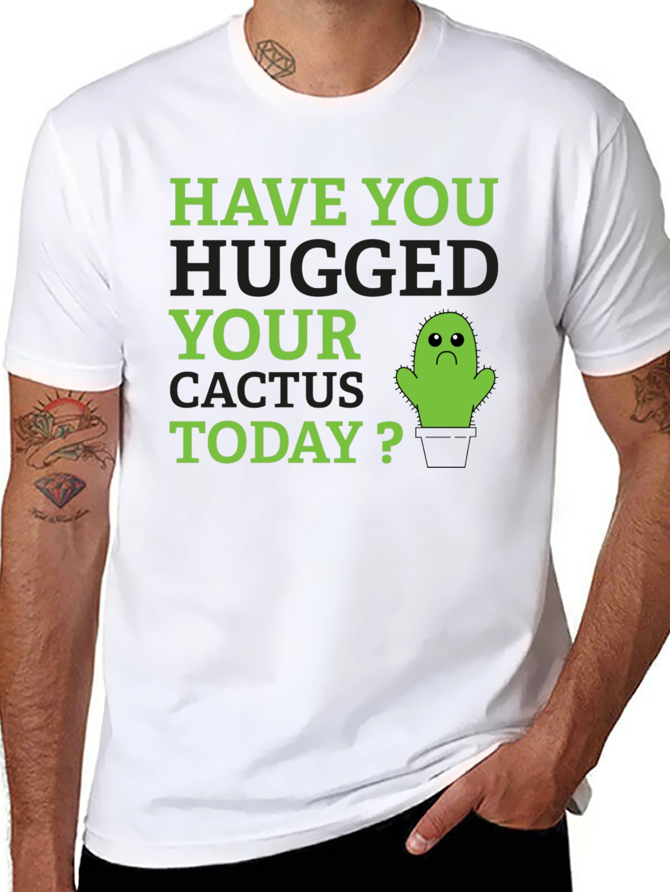 Hug Your Cactus Funny Graphic T-Shirt - 8