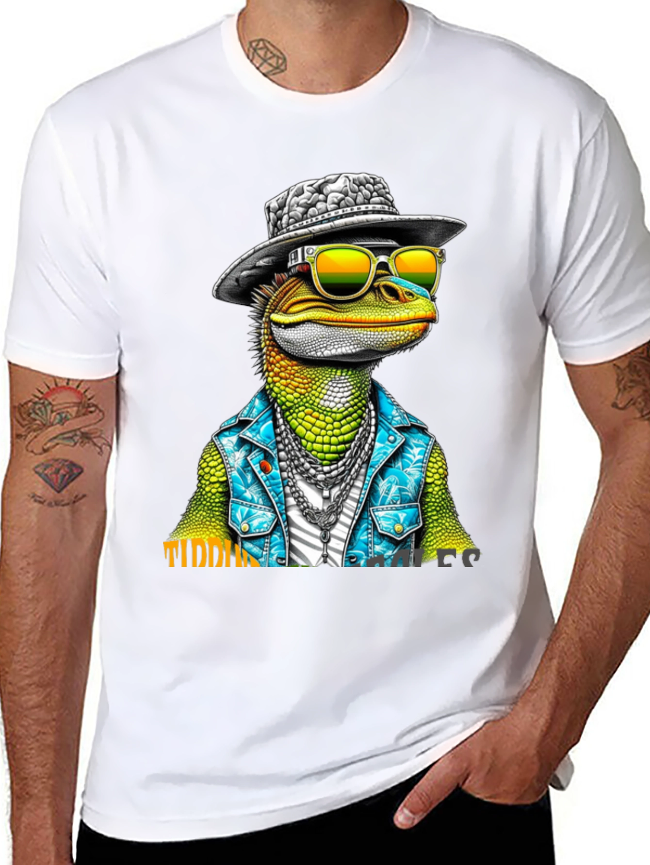 Black Cool Lizard Graphic T-Shirt view 8