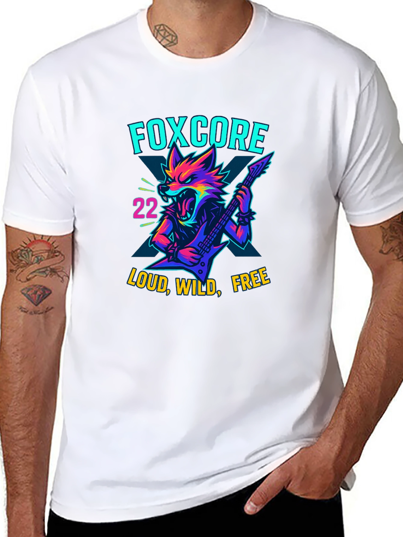 Black Foxcore Loud Wild Free Graphic Tee view 8