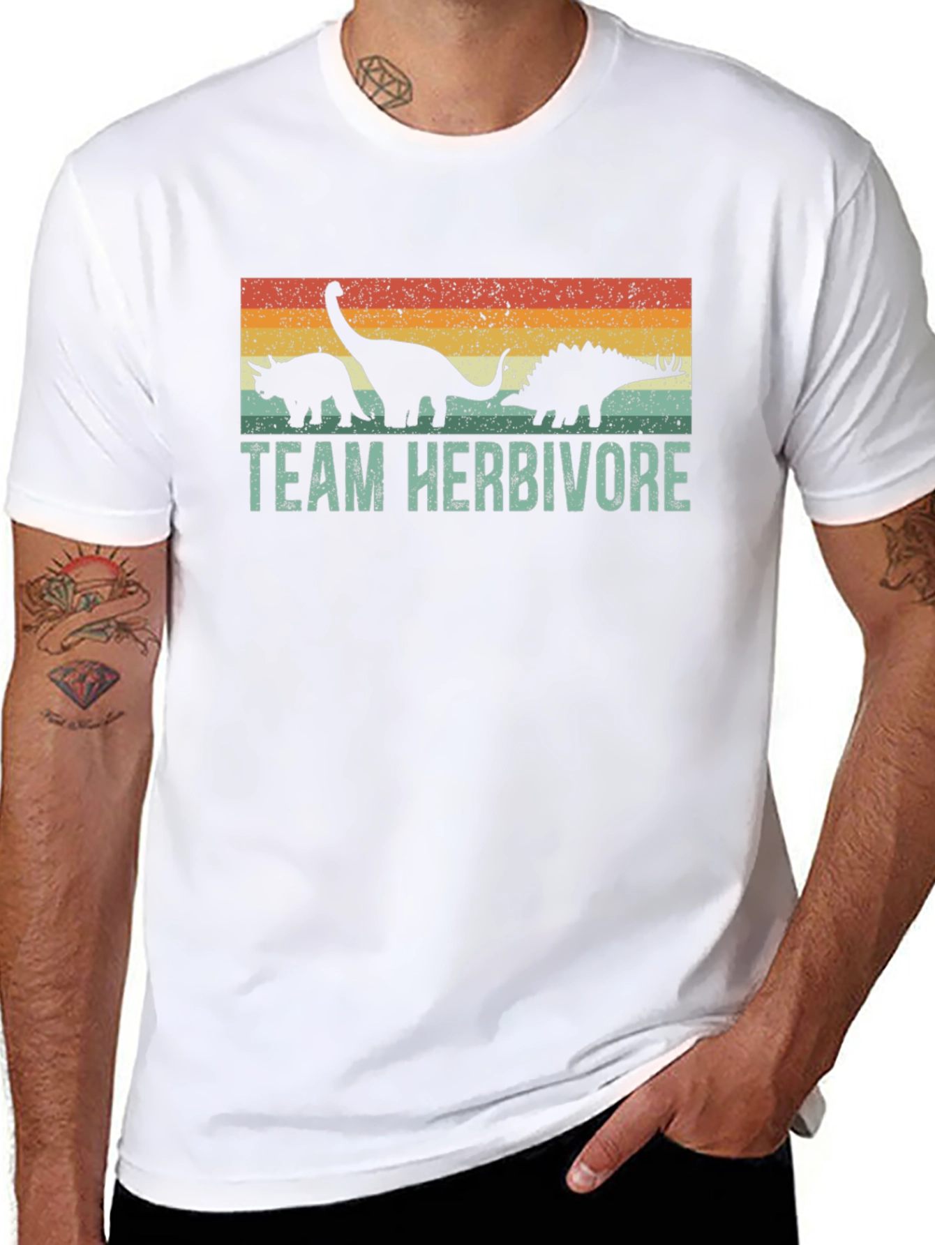 Black Team Herbivore Dinosaur Graphic T-Shirt view 8
