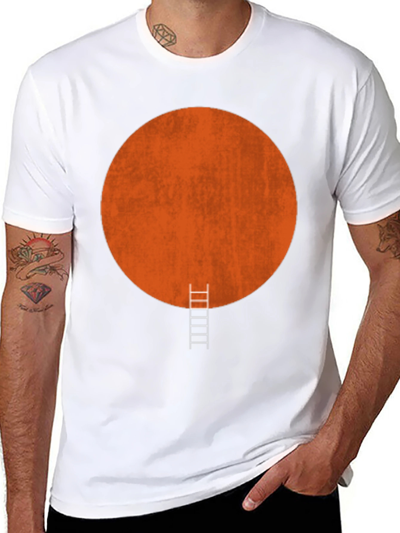 Black Graphic Tee: Ladder to Orange Circle view 8