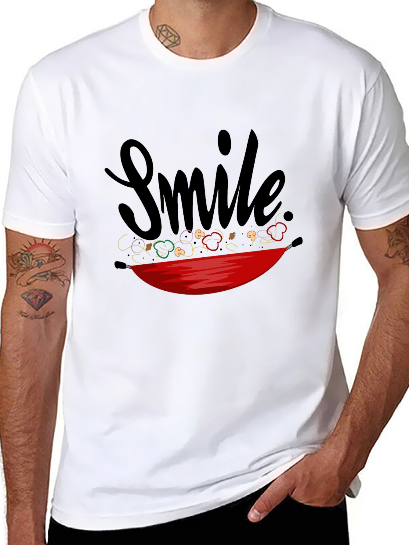 Black Smile Stir-Fry T-Shirt - Whimsical Graphic Tee view 8
