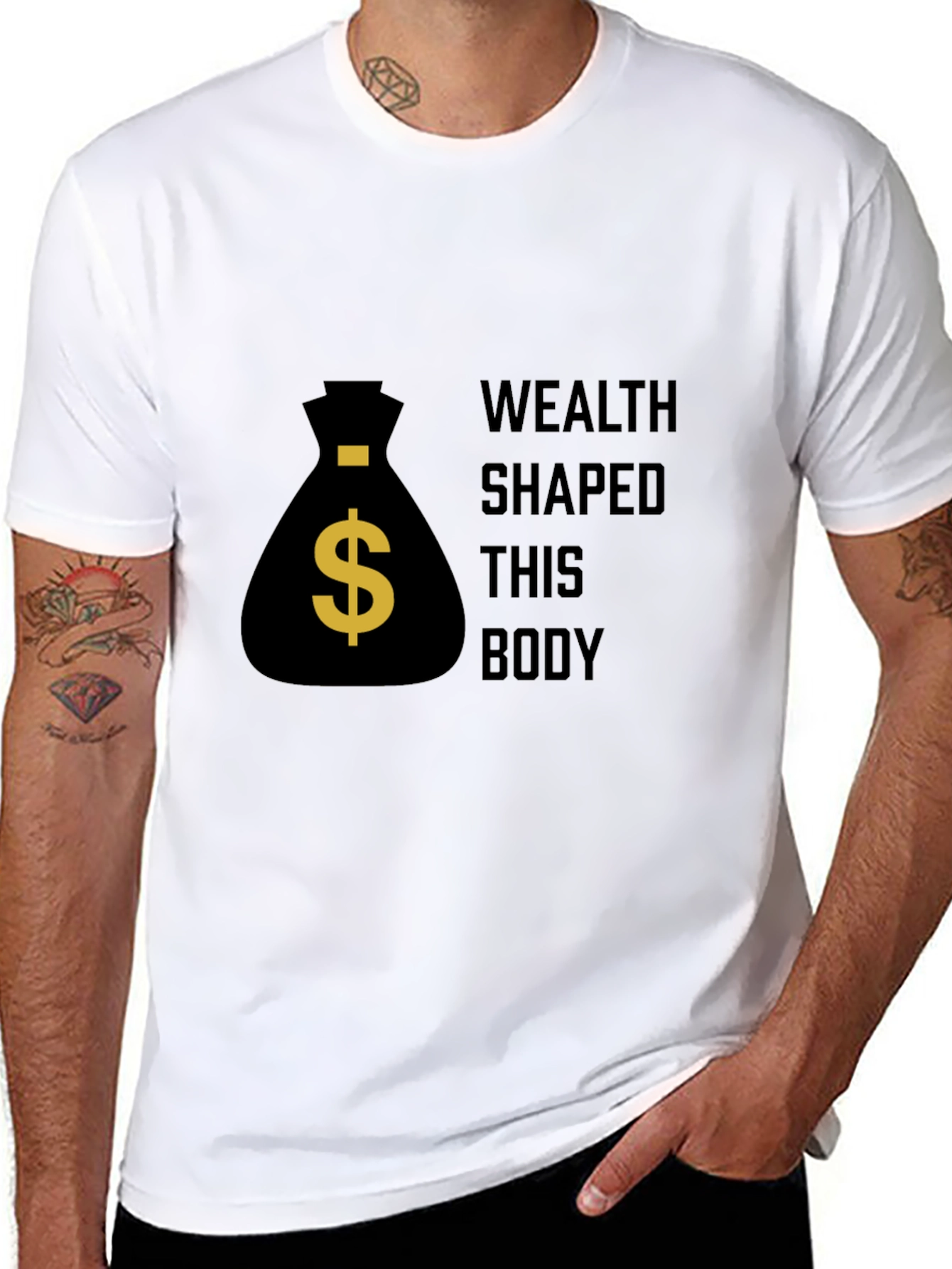 Black Wealth Shaped Body Graphic Tee - Black view 8