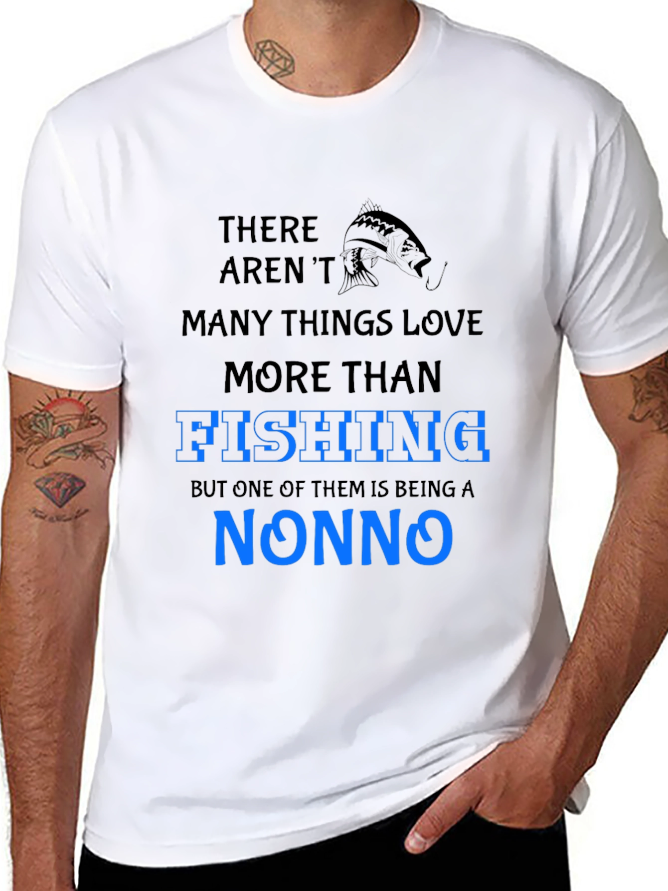 Black Fishing Nonno T-Shirt: Love of Fishing and Being a Nonno! view 8