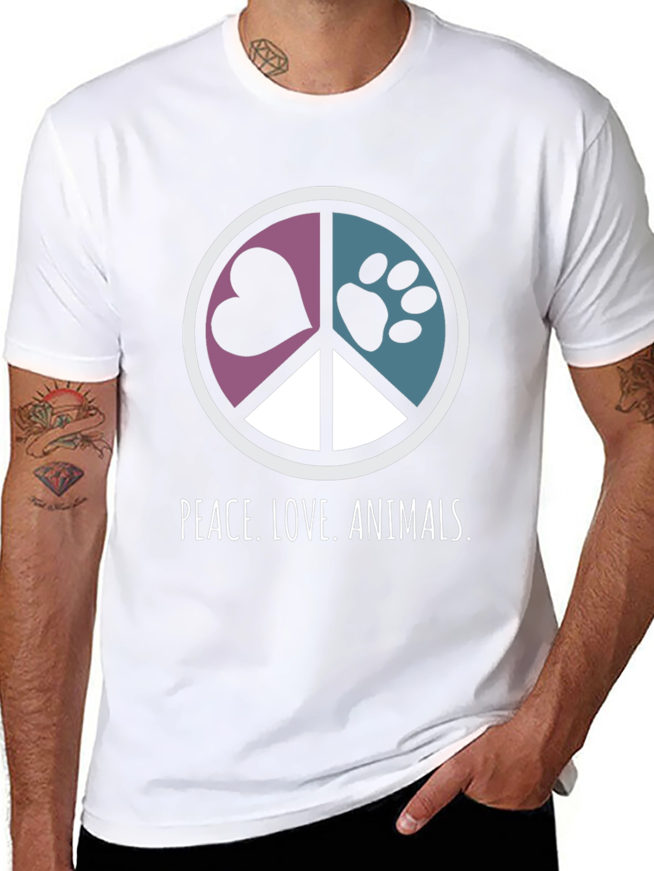 Black Peace Love Animals Graphic T-Shirt view 8