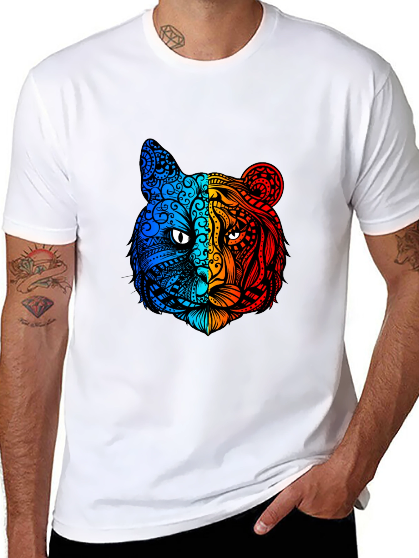 Black Vibrant Tiger Graphic Tee - Unique Animal Design view 8