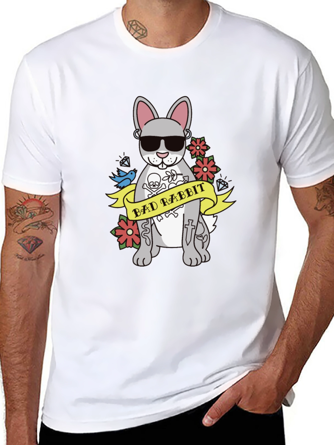 Black Bad Rabbit Graphic Tee - Men's Black T-Shirt view 8