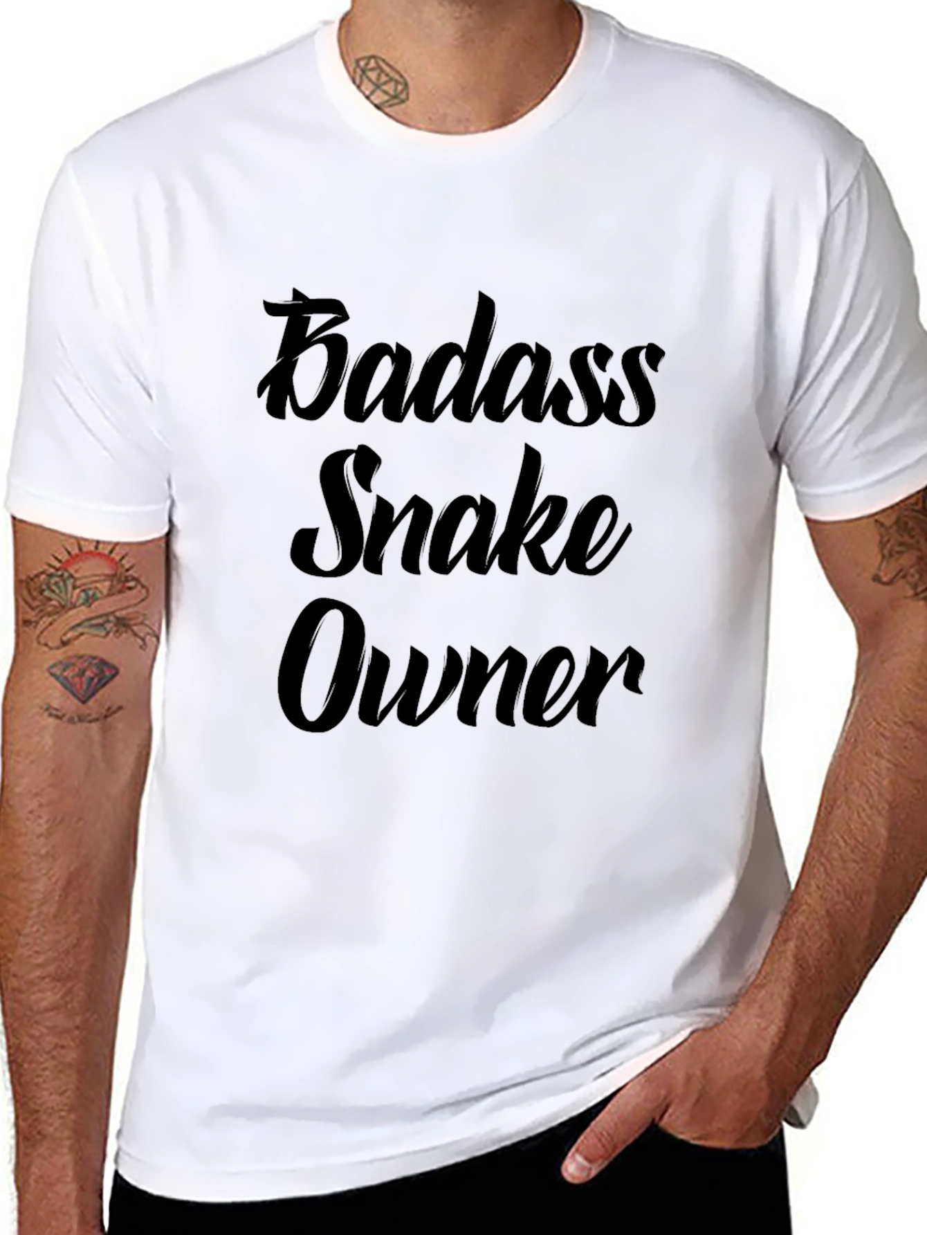 Black Badass Snake Owner T-Shirt - Premium Quality Cotton view 8