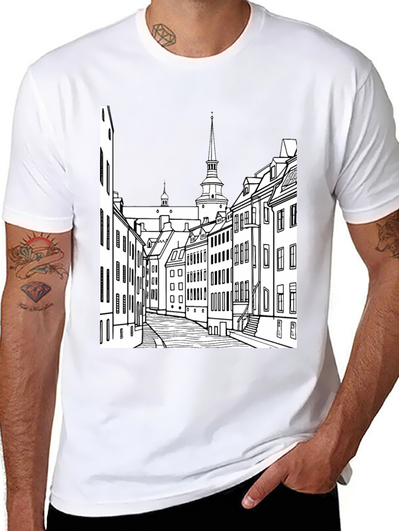 Black Urban Sketch Black Tee view 8
