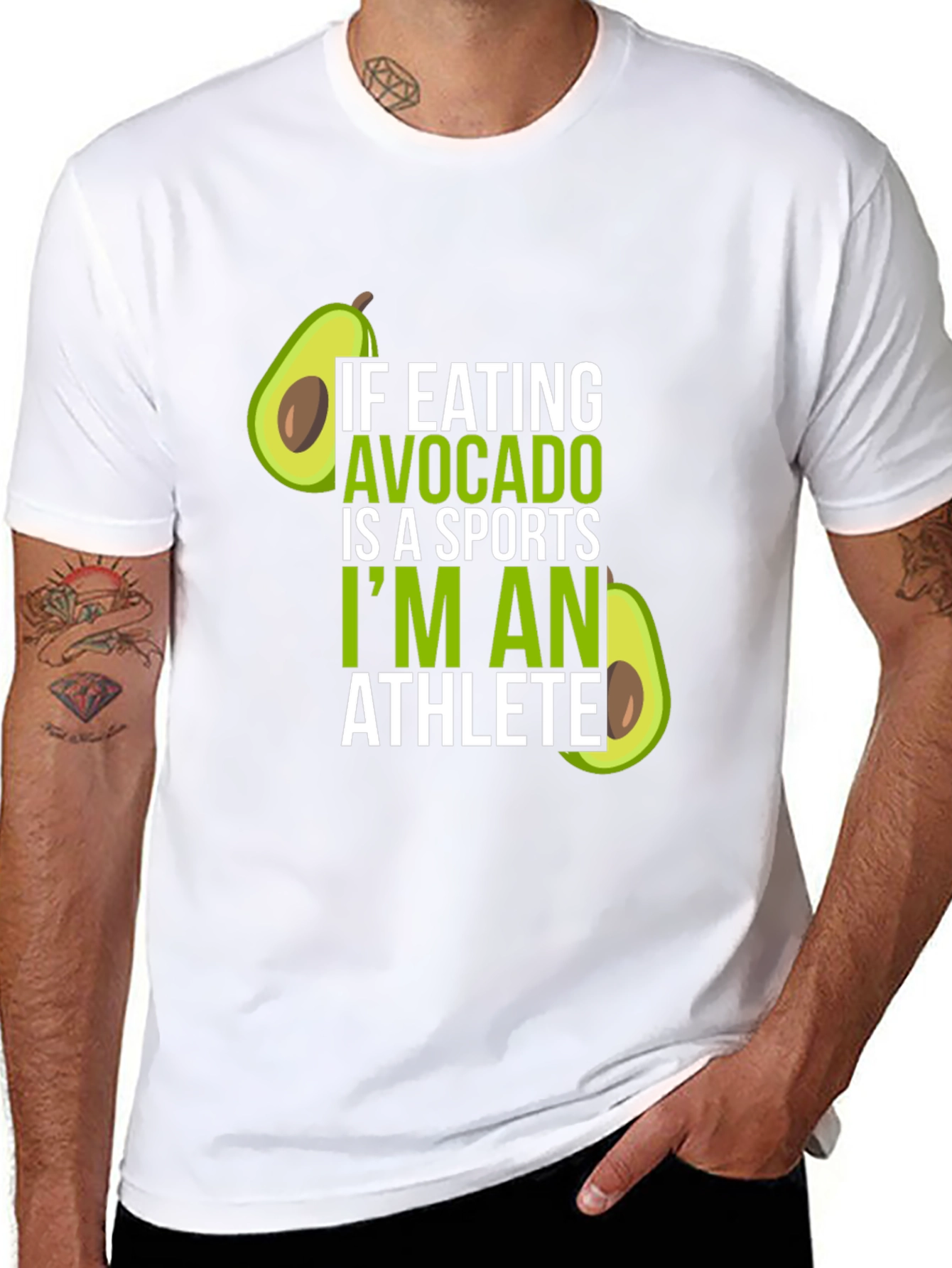 Black Avocado Athlete T-Shirt - Humorous Foodie Tee view 8