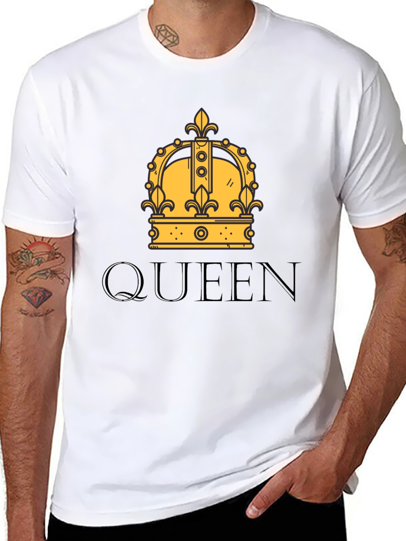 Black Queen Crown Graphic Print Black T-Shirt view 8