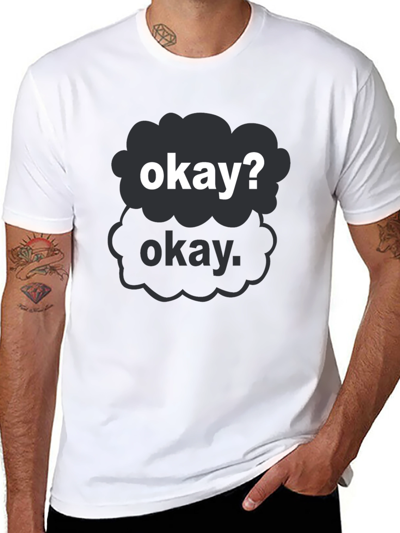 Black Okay Cloud Graphic Tee - Black Casual T-Shirt view 8