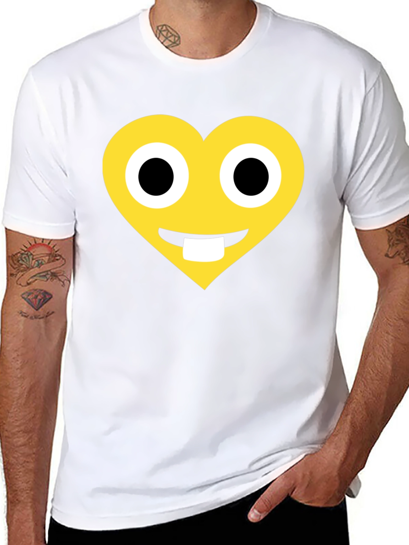 Black Heart Emoji Graphic T-Shirt - Black Cotton Blend view 8