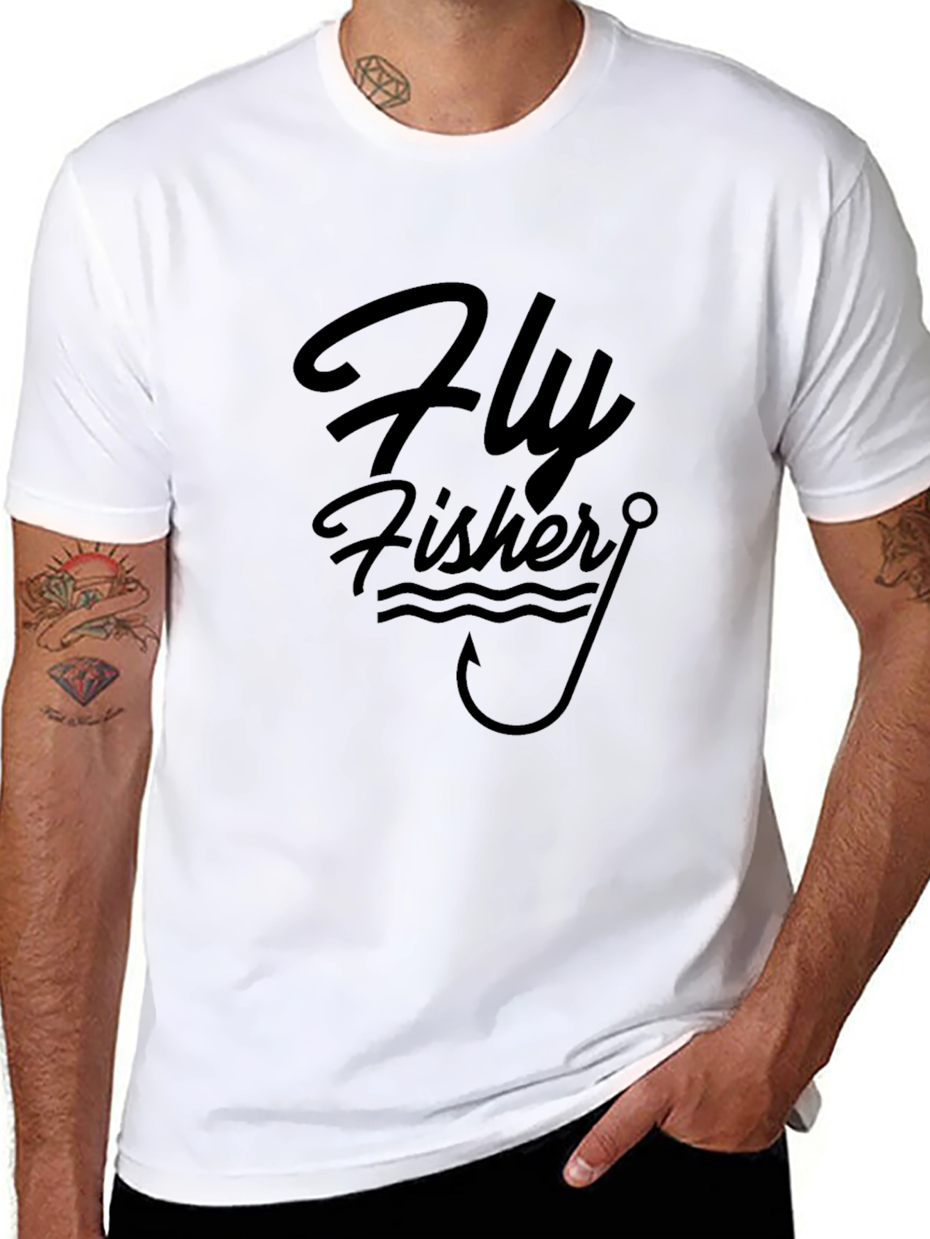 Black Fly Fisher T-Shirt - Angler Graphic Tee view 8
