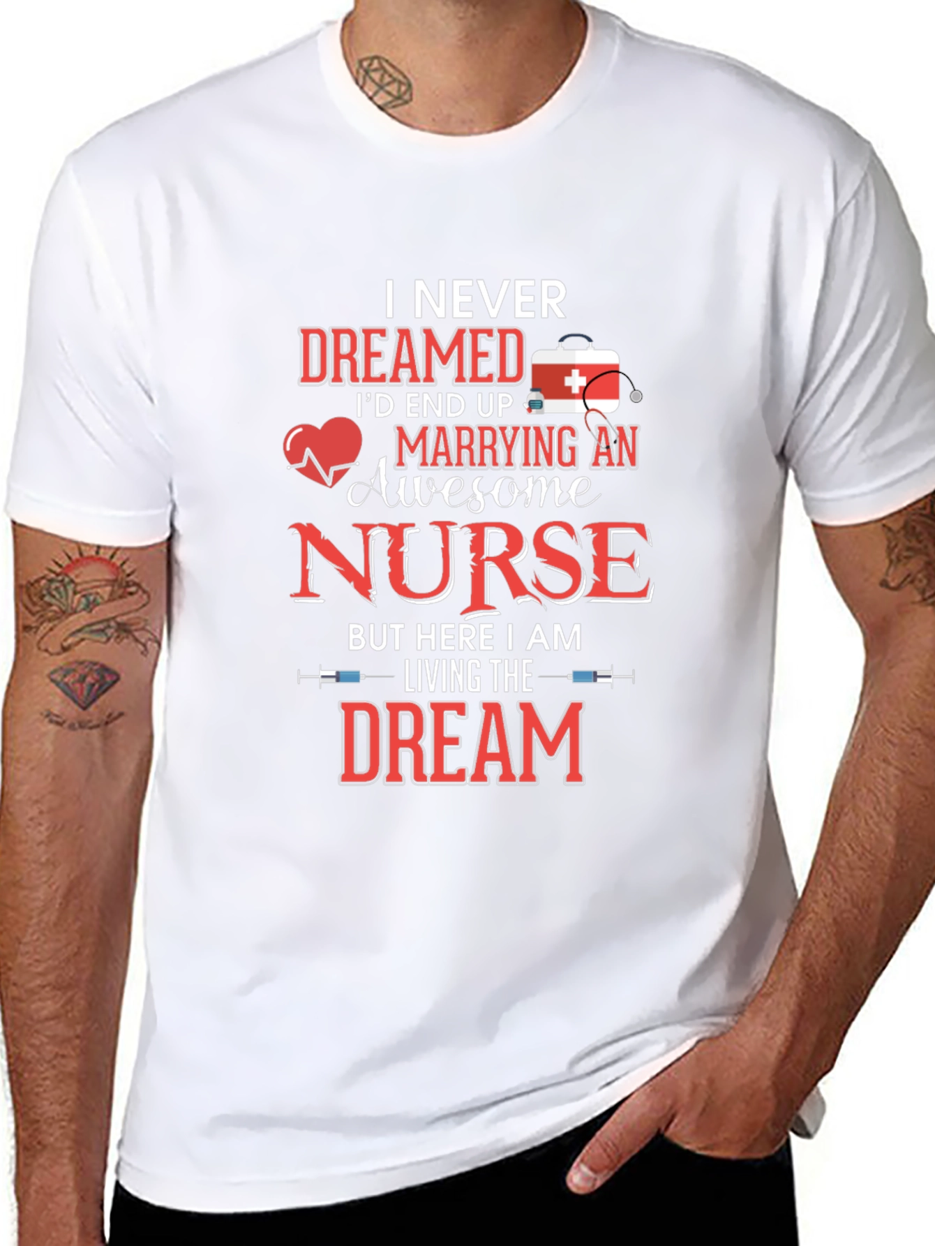 Black Awesome Nurse T-Shirt - Husband Gift view 8