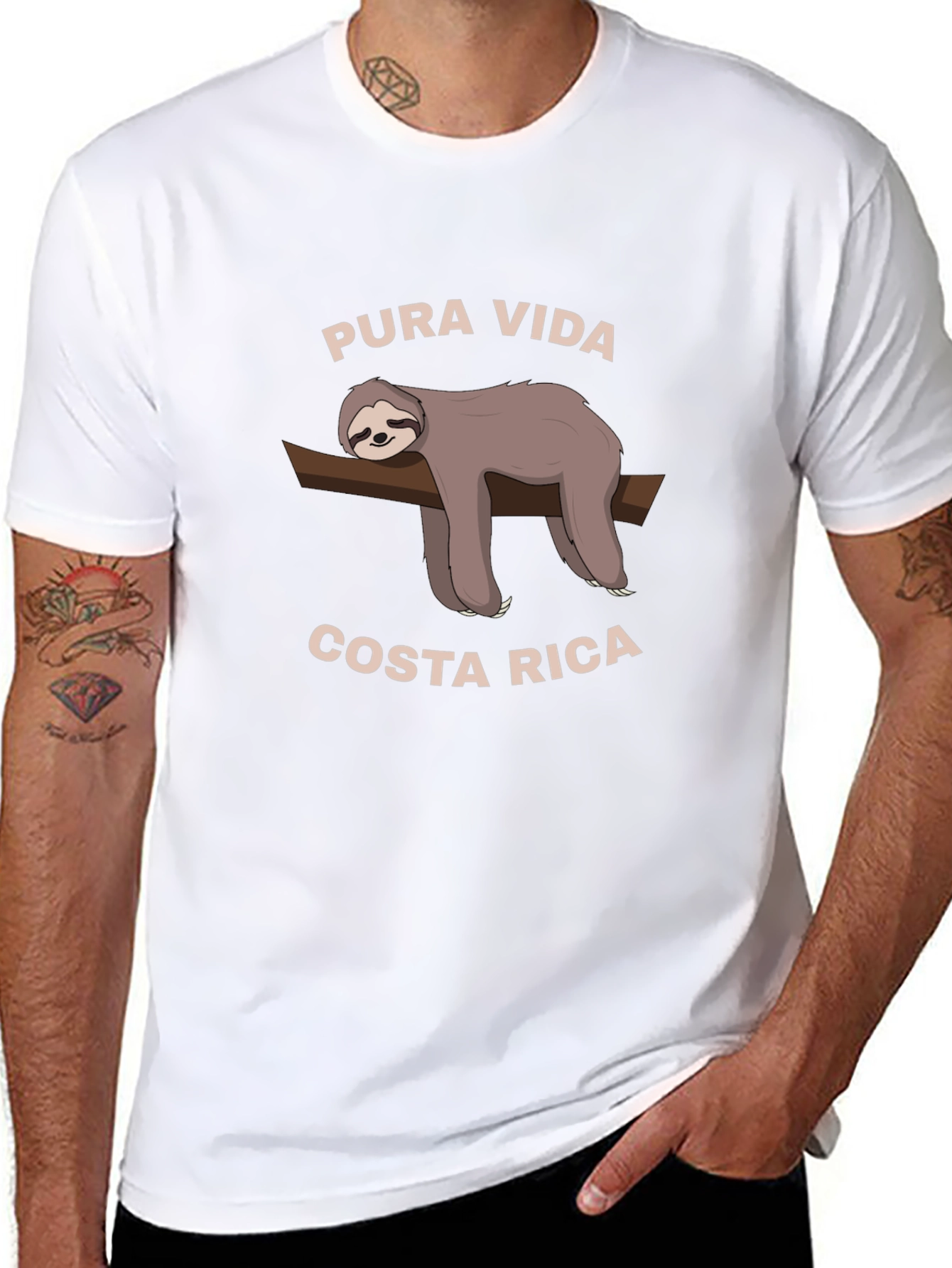 Black Pura Vida Costa Rica Sloth Graphic T-Shirt view 8