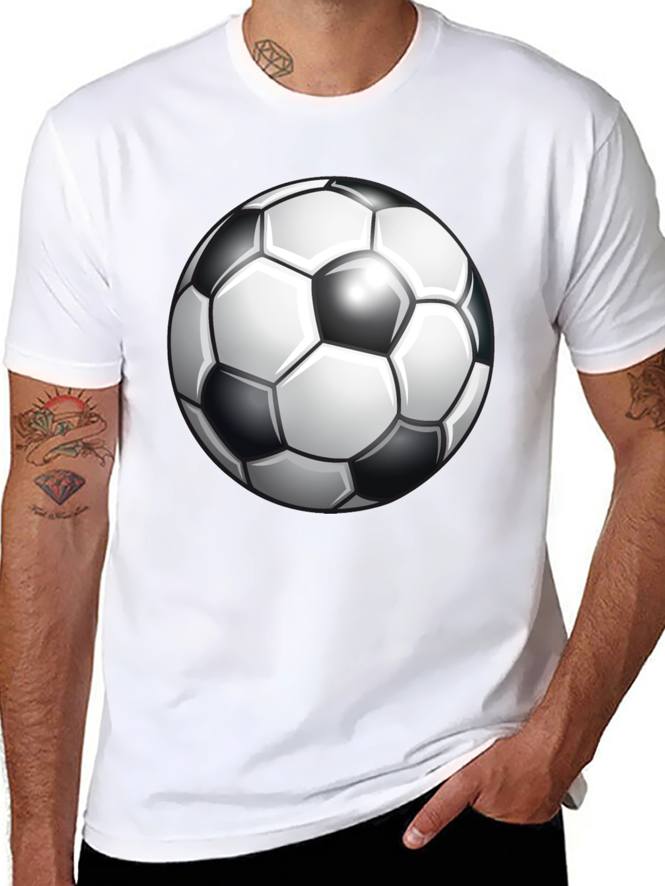 Black Soccer Ball Graphic Tee - Classic Design view 8