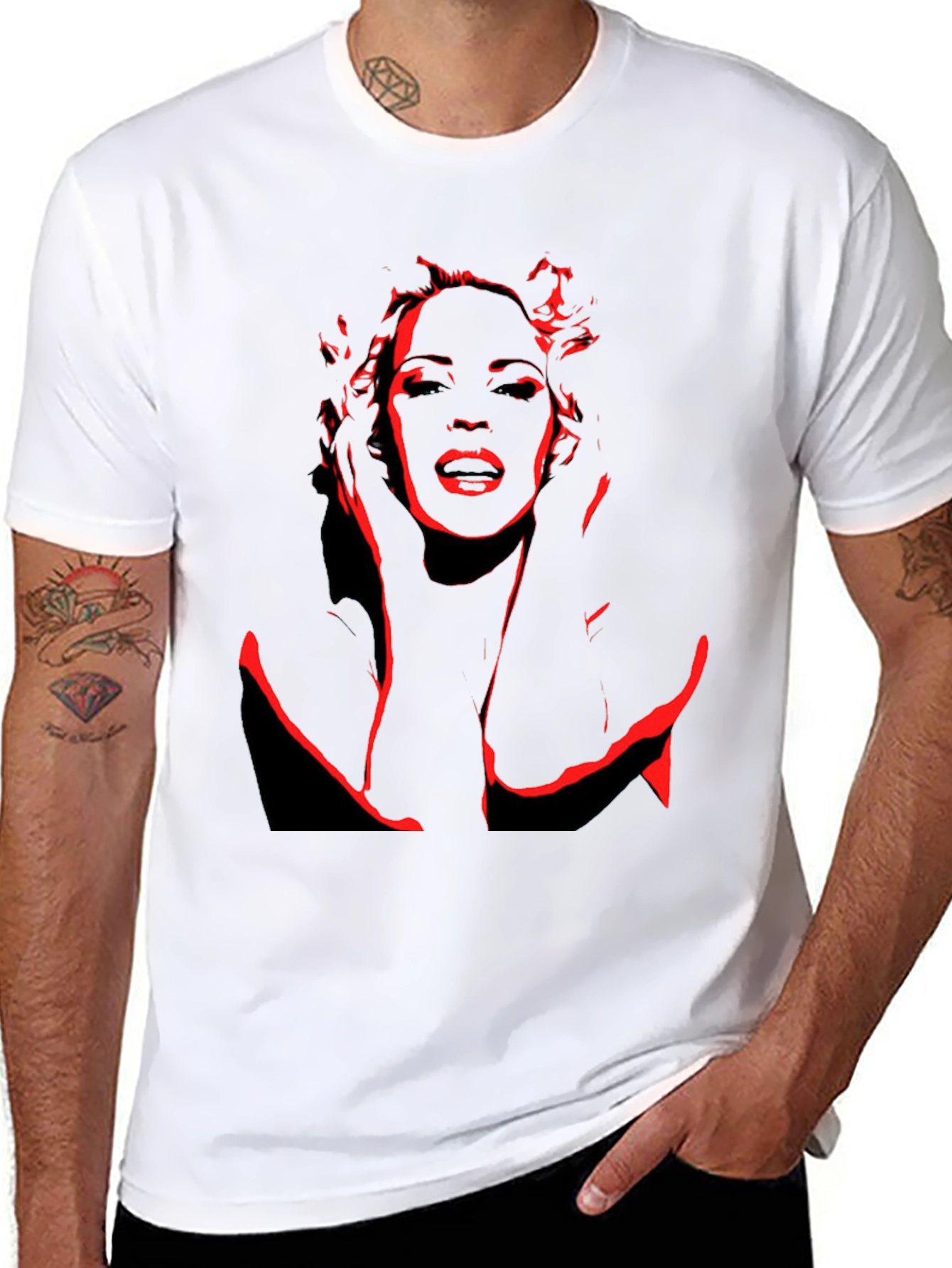 Black Red Silhouette Graphic Black T-Shirt view 8