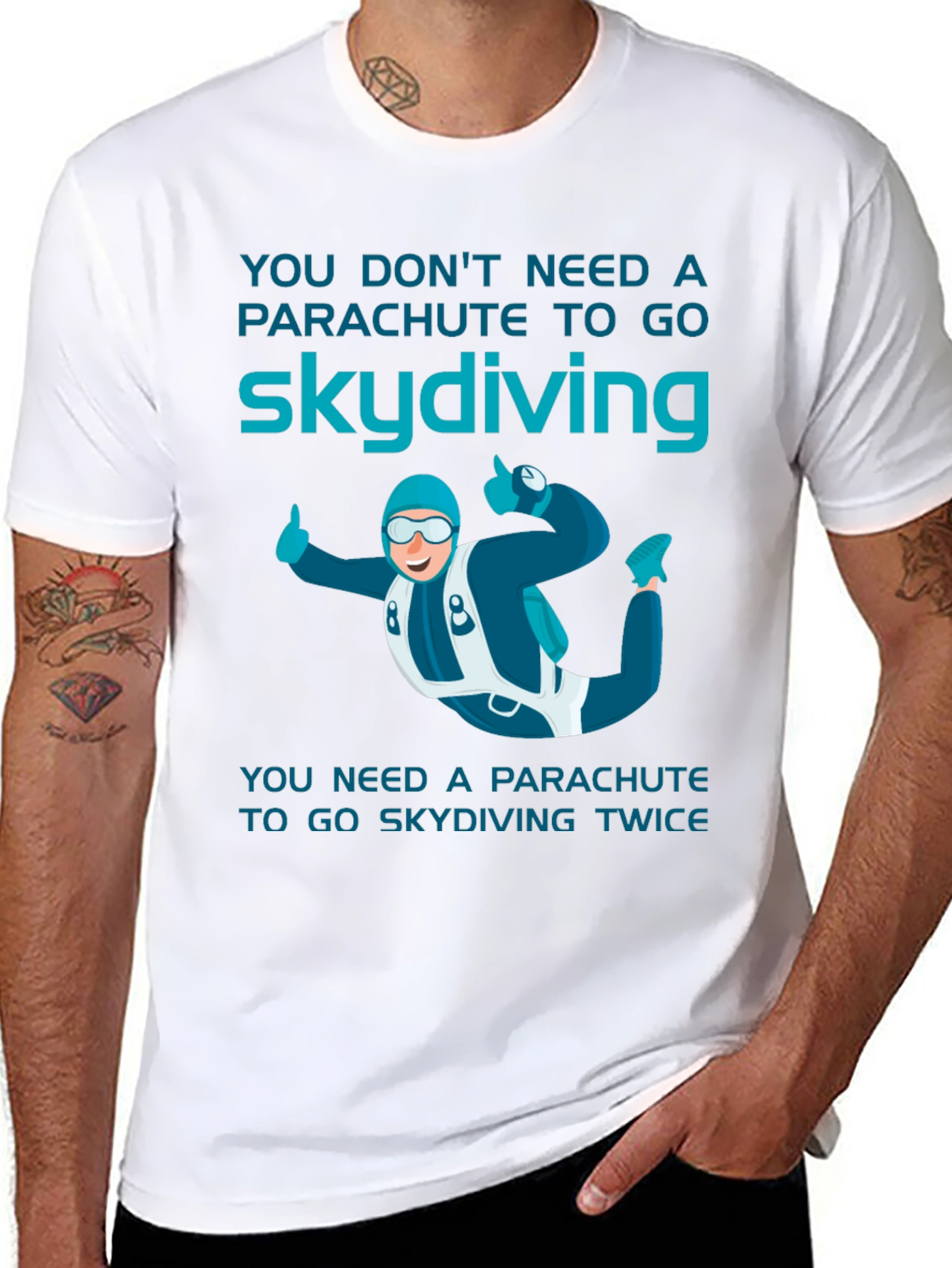 Black Skydiving T-Shirt: Parachute Humor Tee view 8