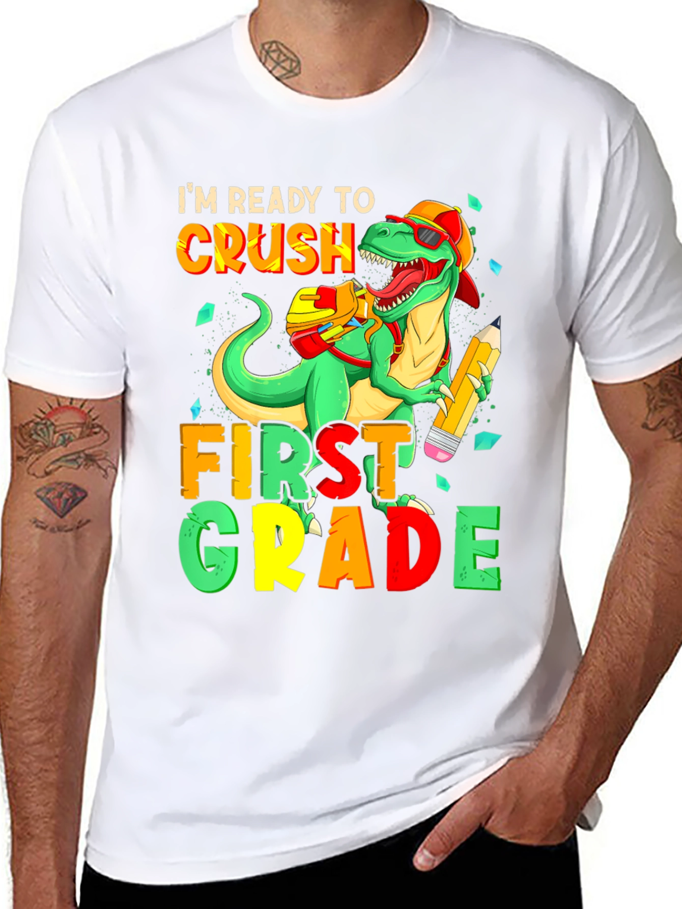 Ready to Crush First Grade T-Shirt - Dinosaur Back to School Tee - 8