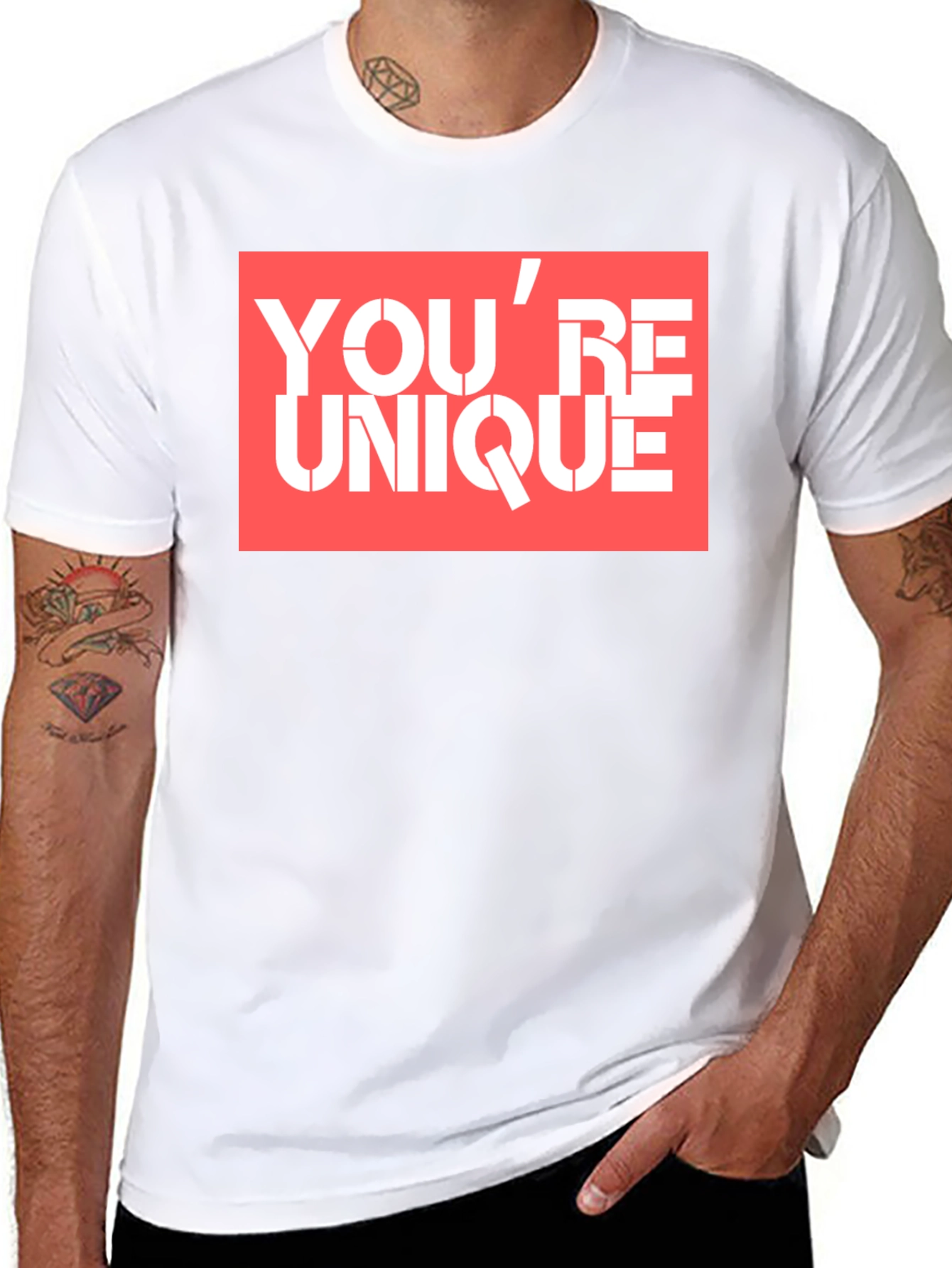 Black You're Unique Graphic Tee - Black Cotton T-Shirt view 8