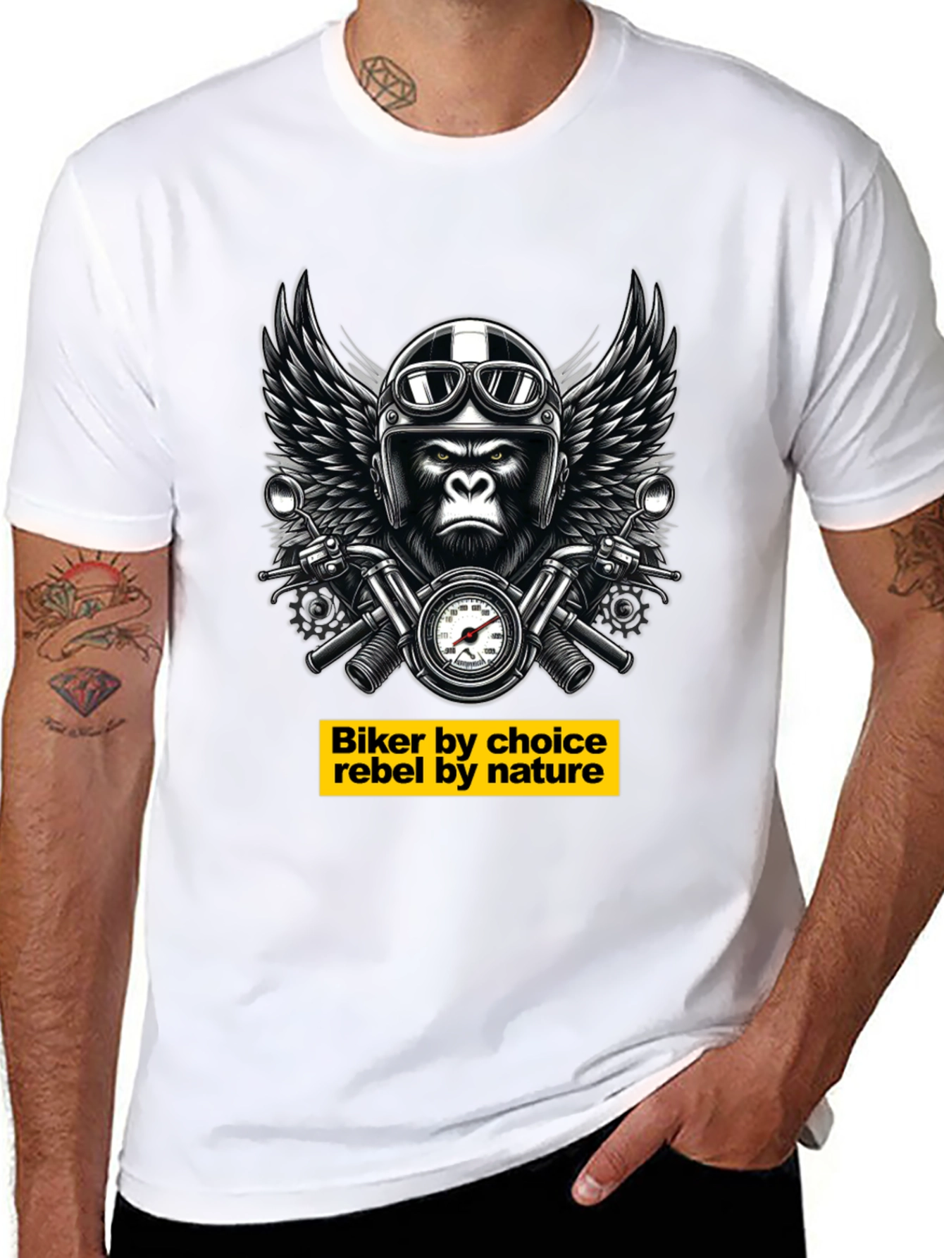 Black Biker Gorilla T-Shirt - Rebel Nature Tee view 8