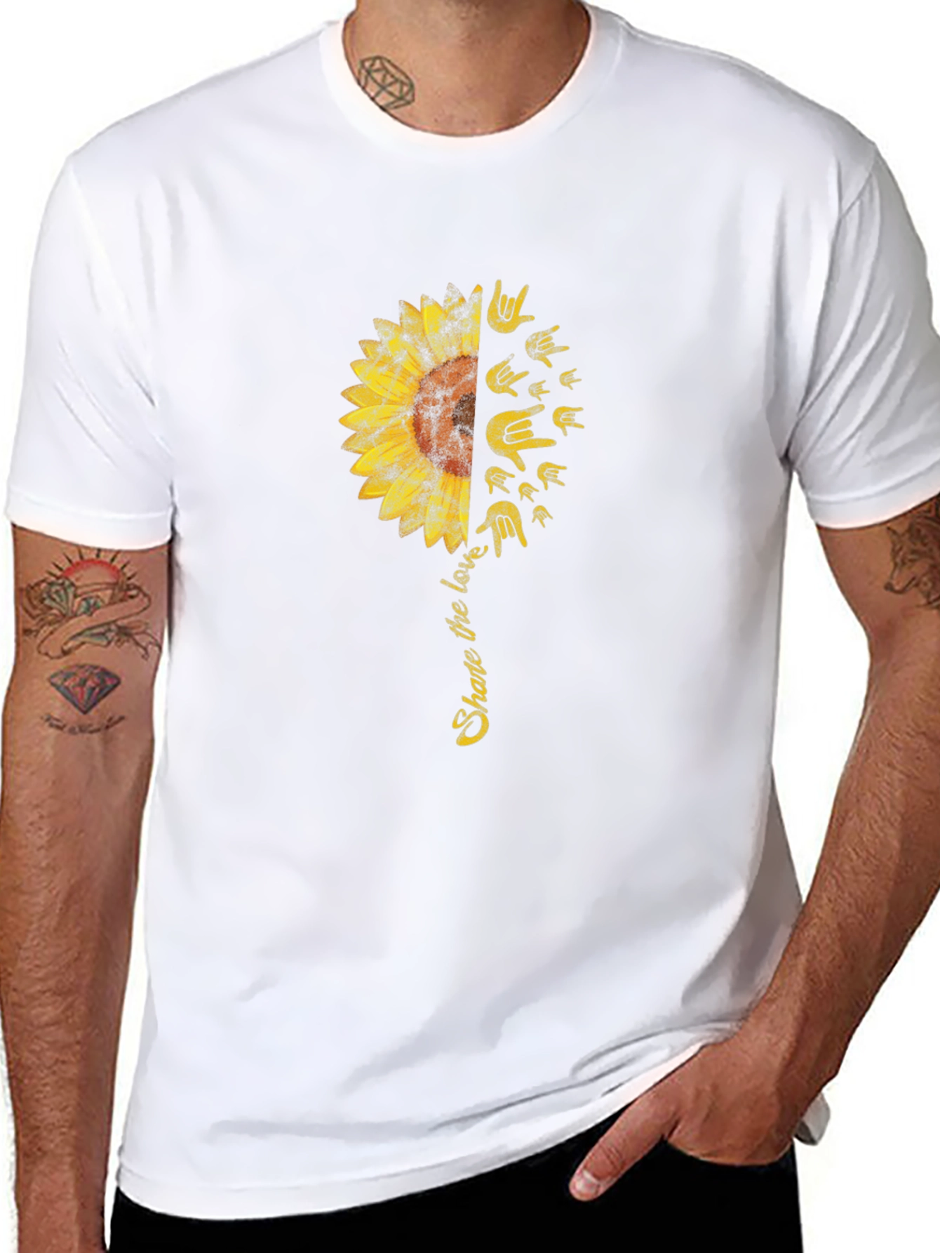 Black Share the Love Sunflower Graphic Tee view 8