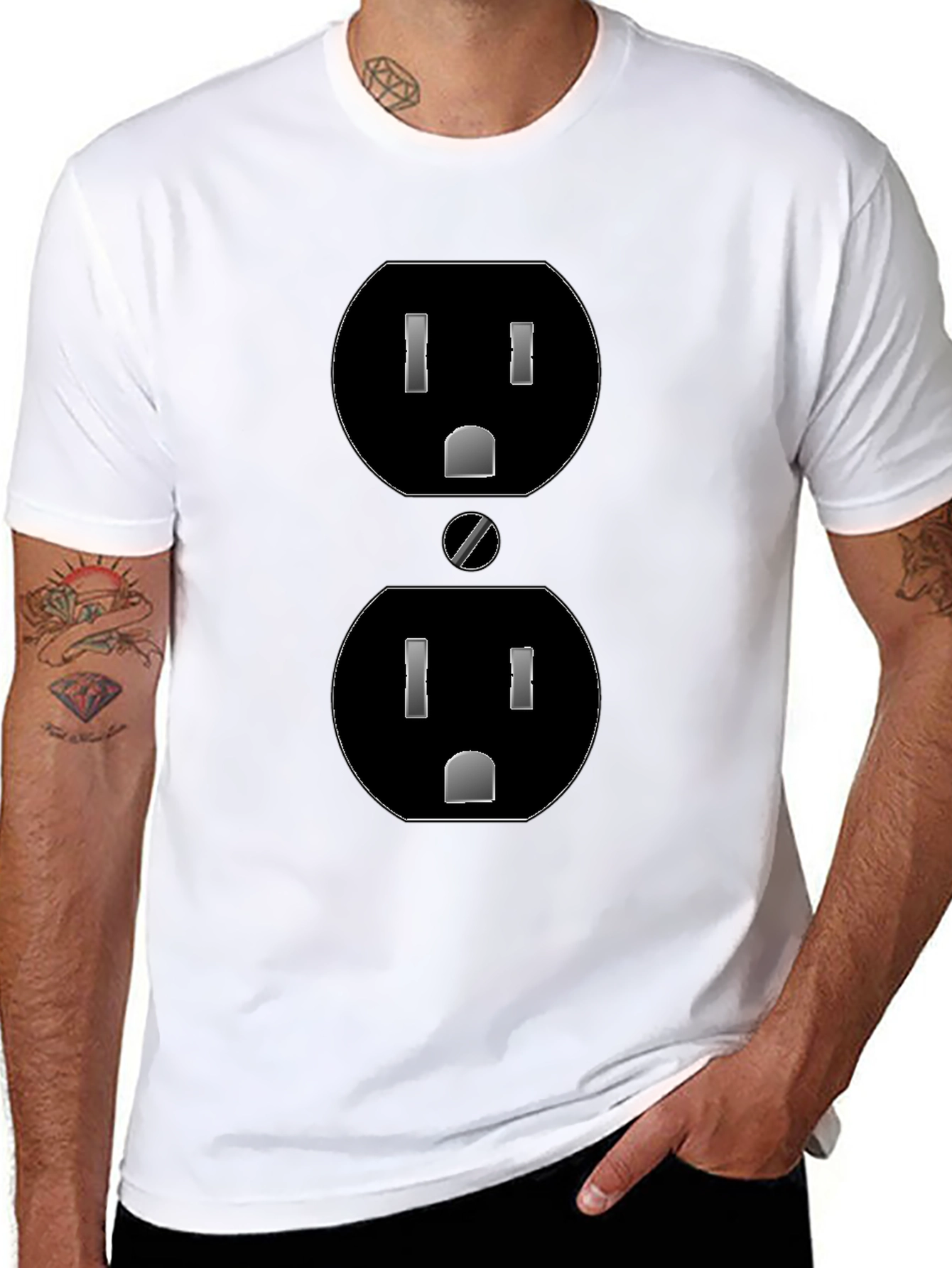 Black Outlet Graphic Tee - Black, Quirky Design view 8