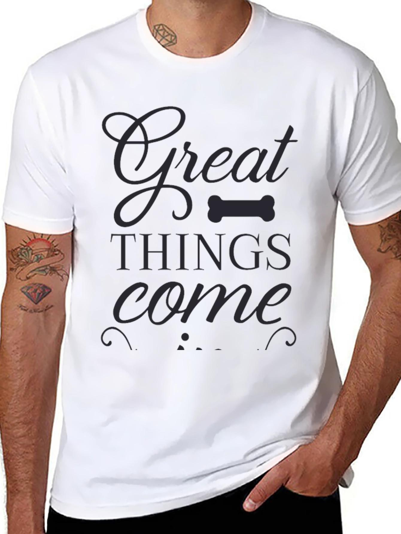 Black Great Things Come T-Shirt | Dark Gray Design view 8