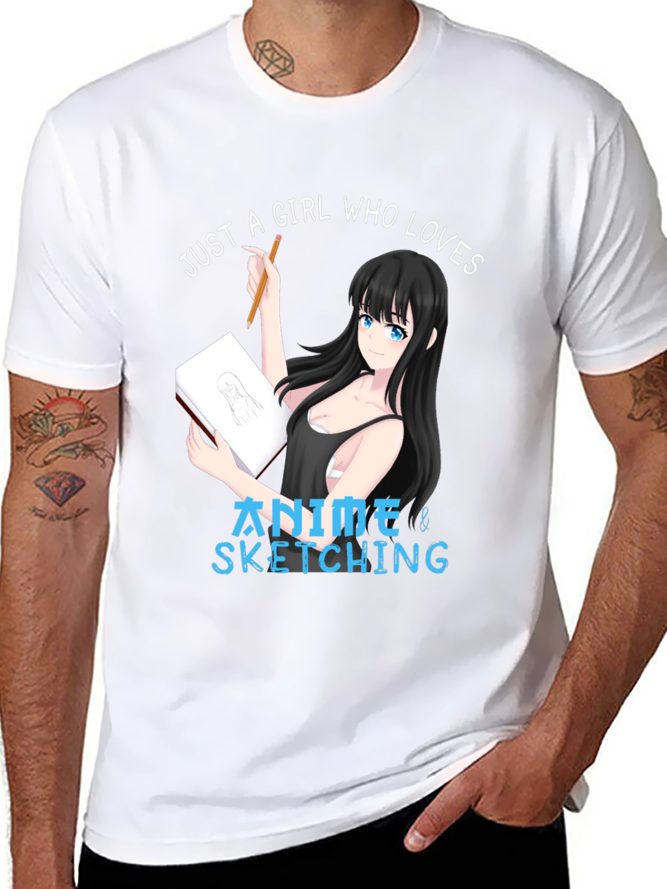 Black Anime & Sketching Girl's T-Shirt view 8