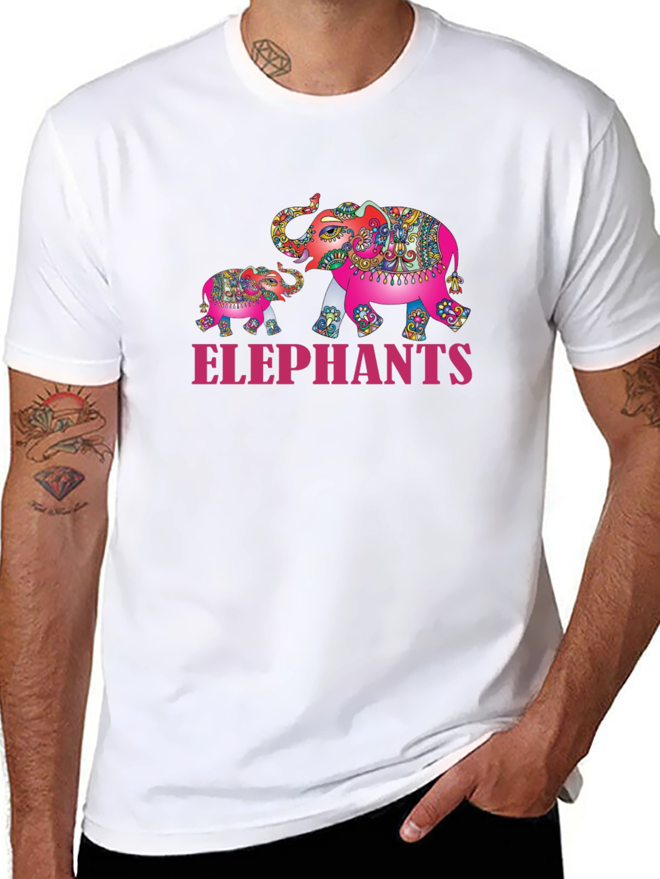 Black Elephant Family Graphic Tee - Black view 8