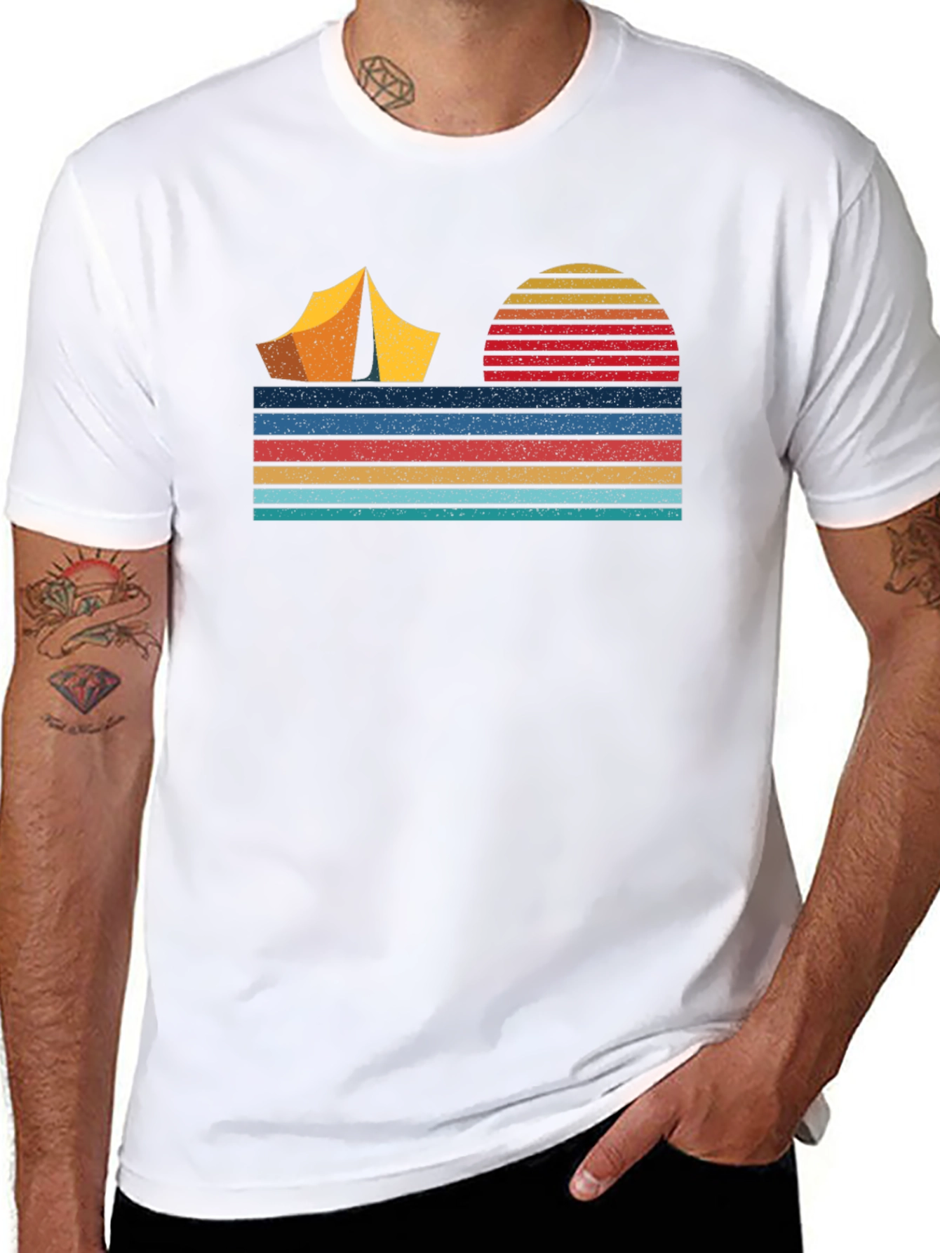 Black Retro Camping Adventure T-Shirt view 8
