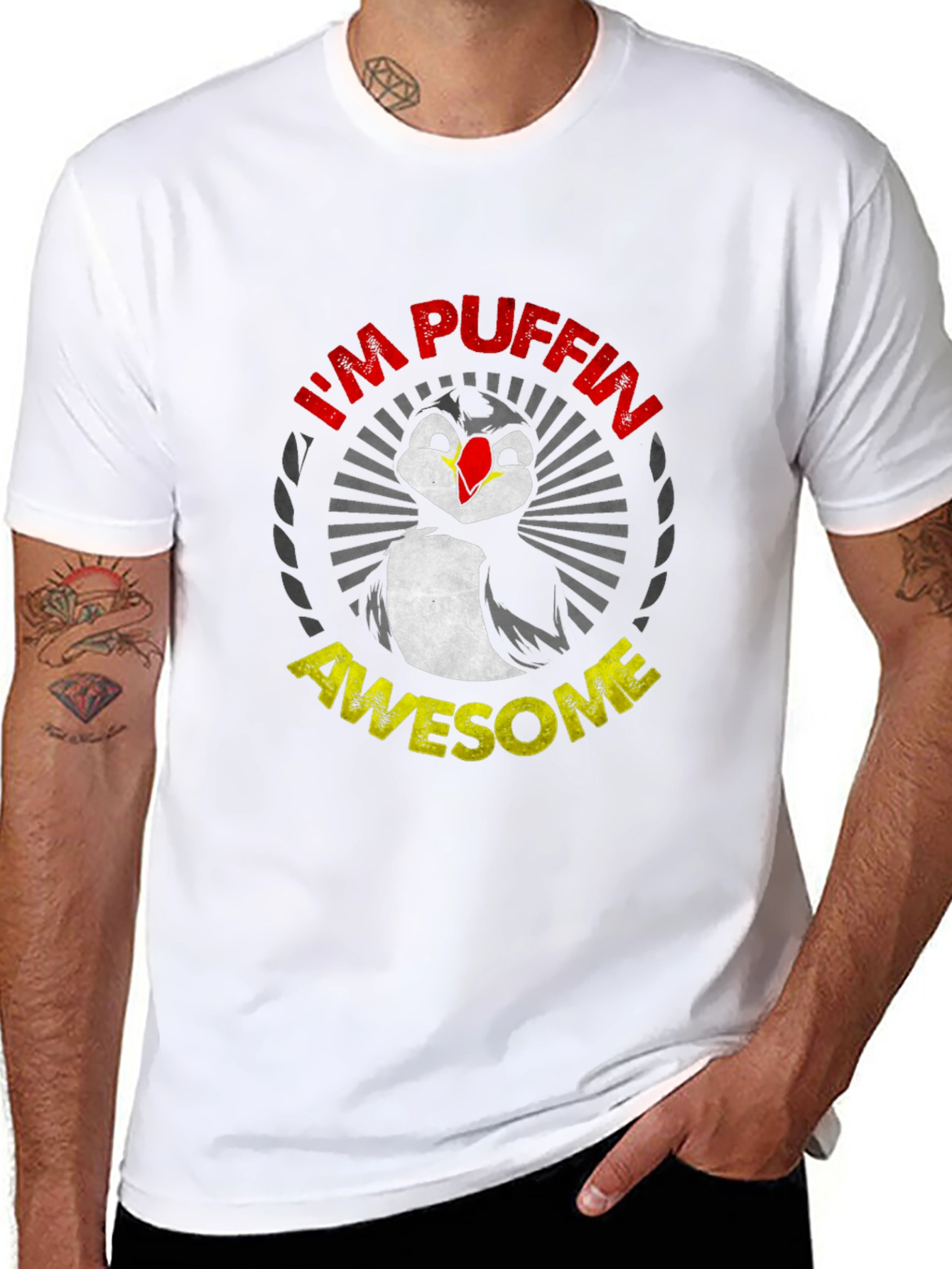 Black I'm Puffin Awesome Graphic T-Shirt view 8