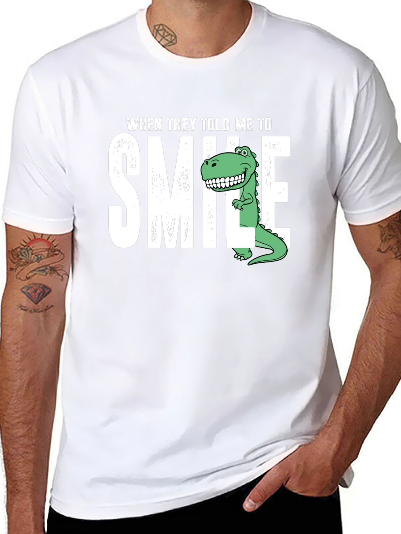 Black Smile Dinosaur Graphic T-Shirt view 8