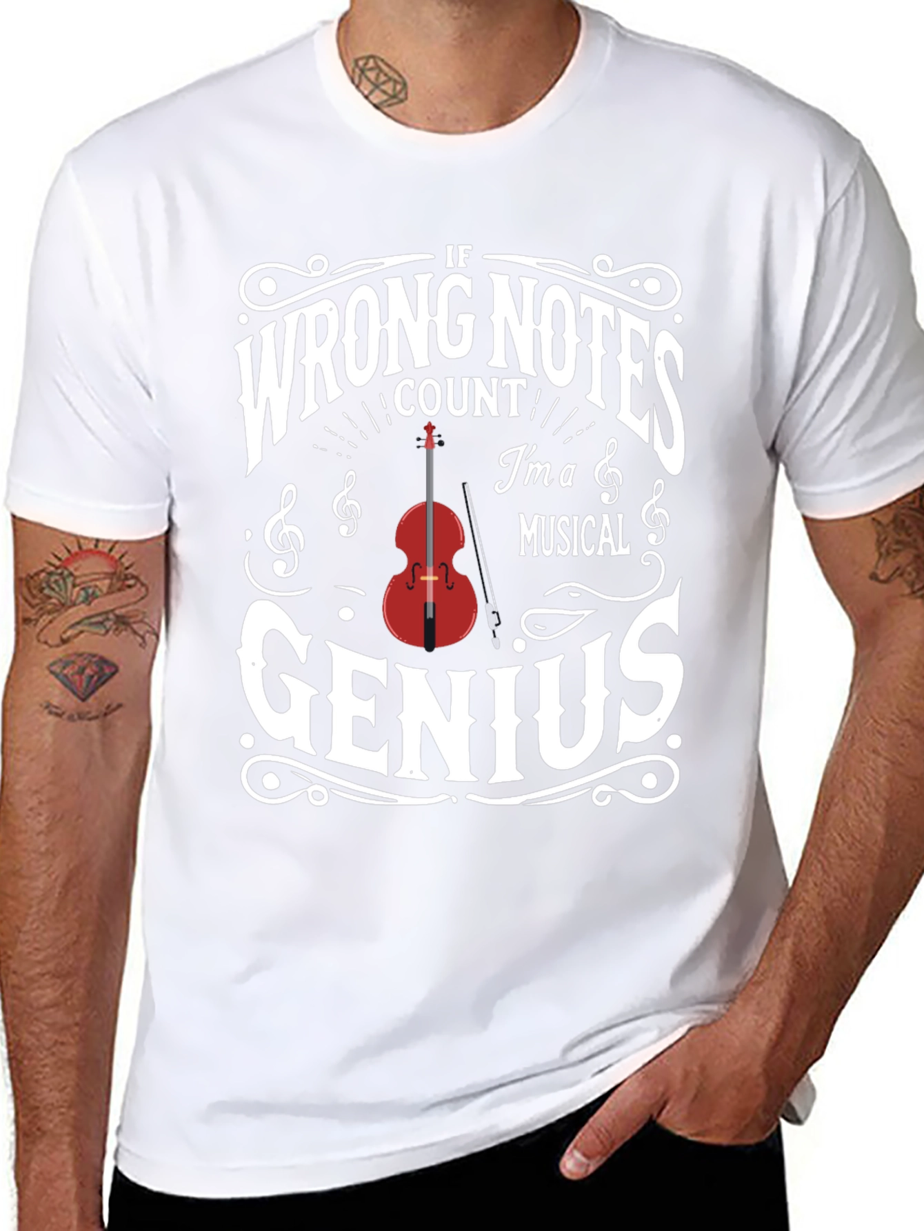 Black Musical Genius T-Shirt - Funny Musician Gift view 8