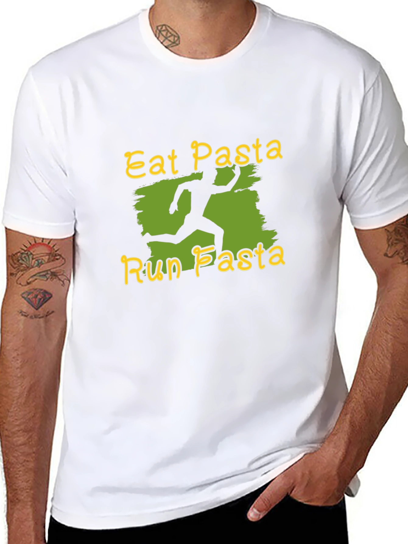 Black Eat Pasta Run Pasta Black T-Shirt view 8