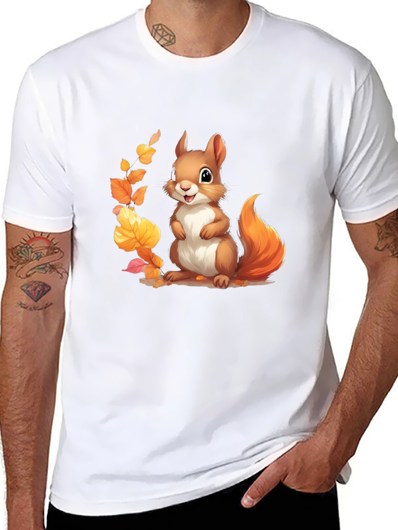 Black Cute Squirrel Graphic T-Shirt - Unisex view 8