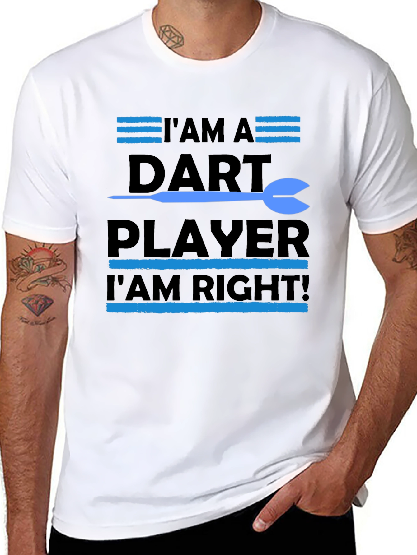 Black Dart Player T-Shirt - I'm A Dart Player I'm Right view 8