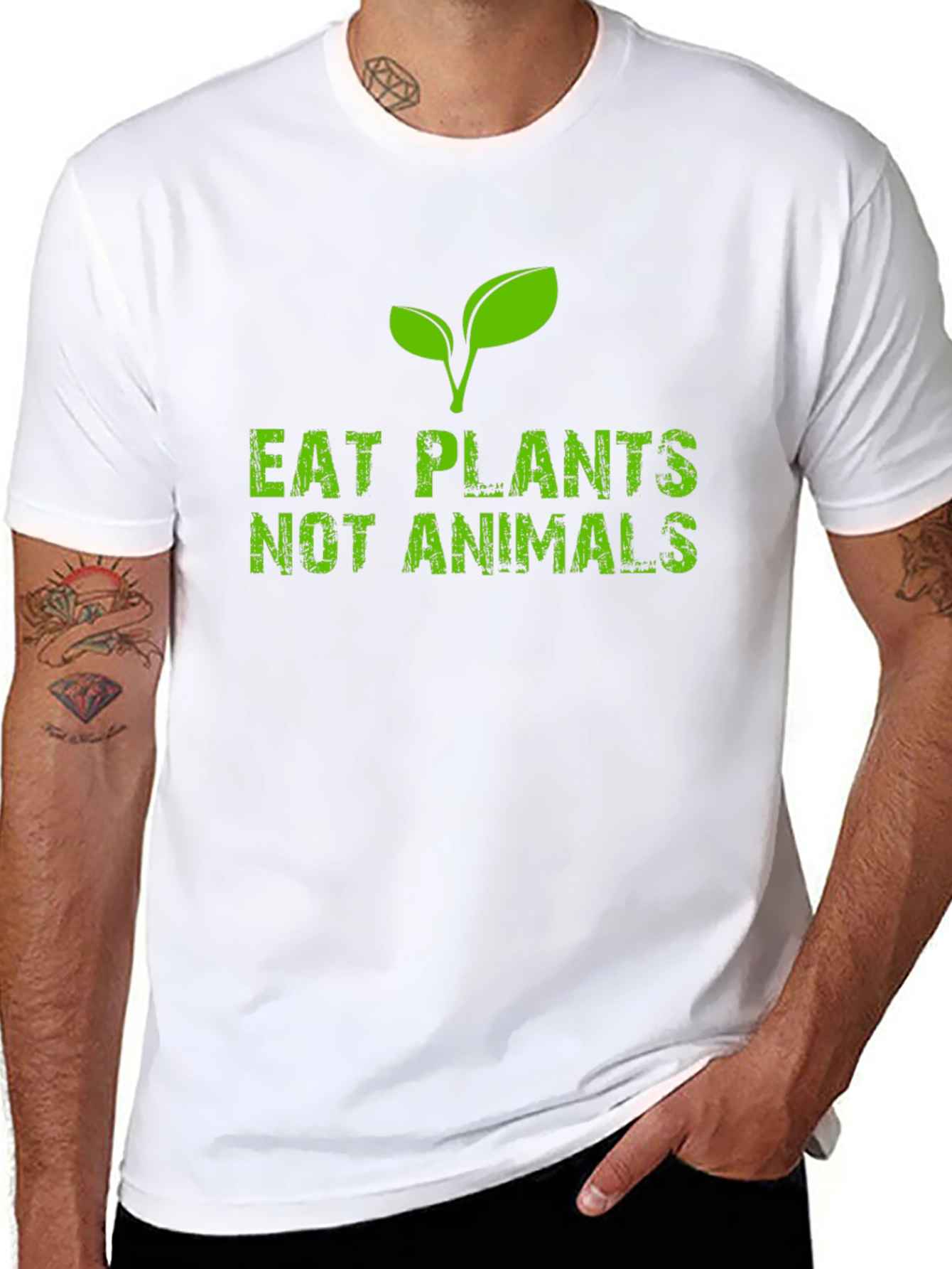 Black Eat Plants Not Animals Black T-Shirt Vegan Vegetarian view 8