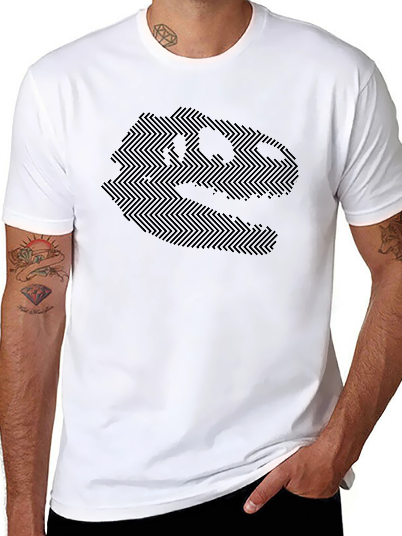 Black Geometric Dino Graphic Tee - Black view 8