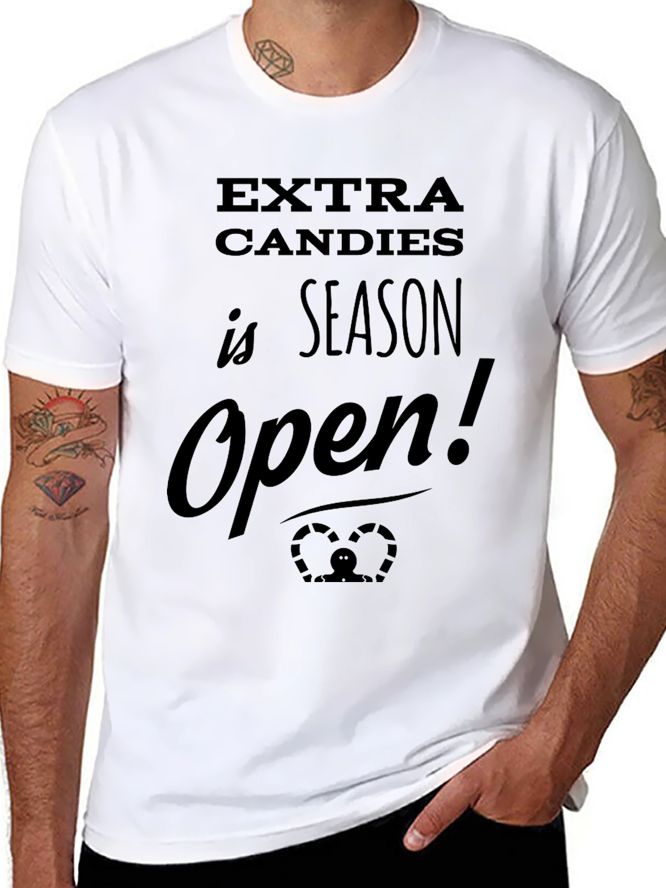 Black Extra Candies Season Open Black T-Shirt view 8