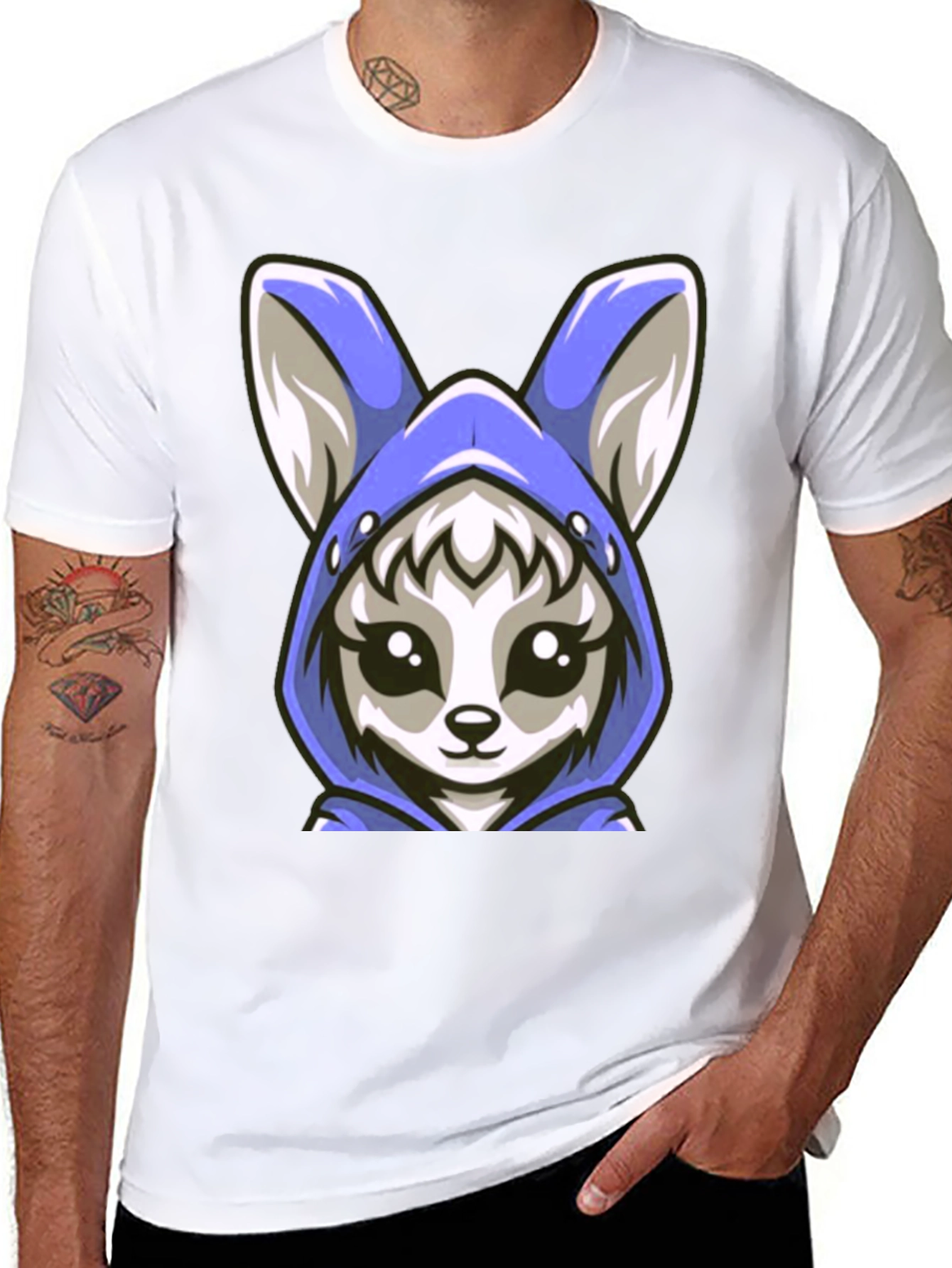 Black Cute Kawaii Fox Hoodie T-Shirt view 8