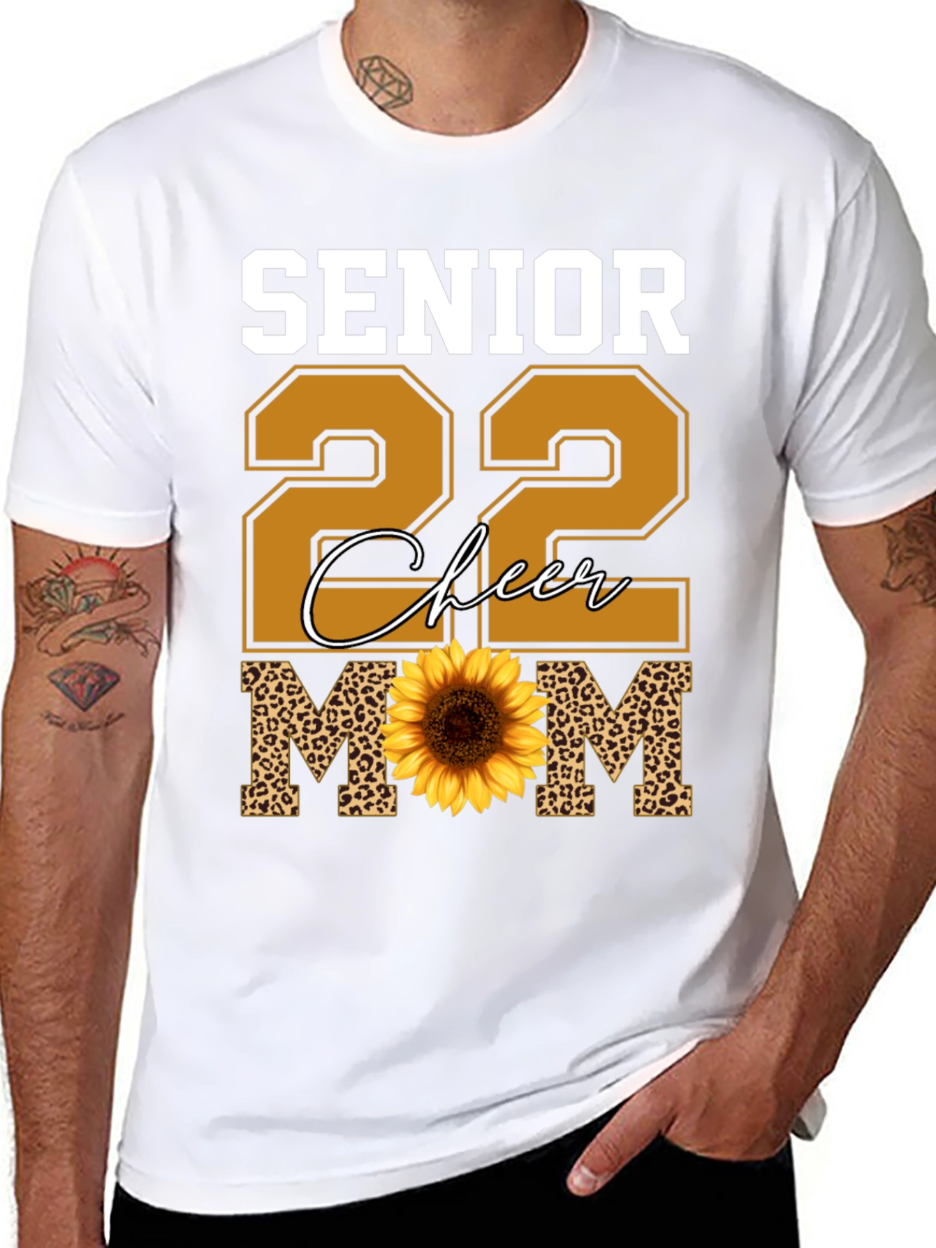 Black Senior 22 Cheer Mom Sunflower T-Shirt view 8