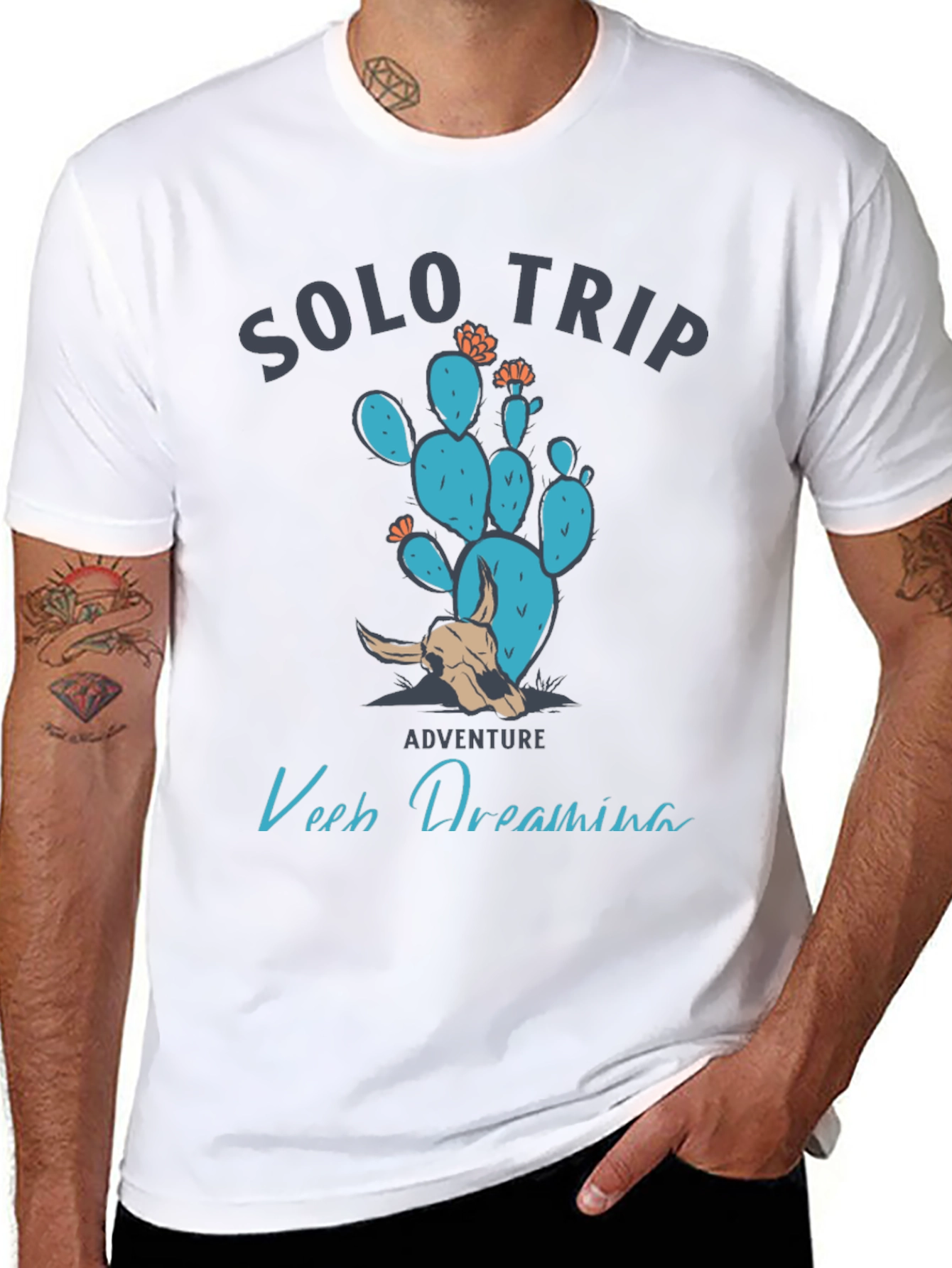 Black Solo Trip Cactus Graphic Tee view 8