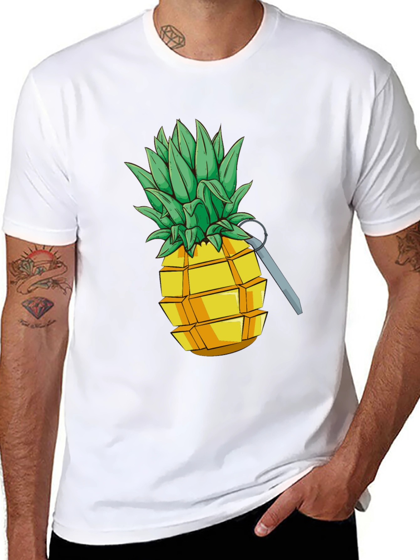 Black Pineapple Grenade Funny Graphic Tee view 8