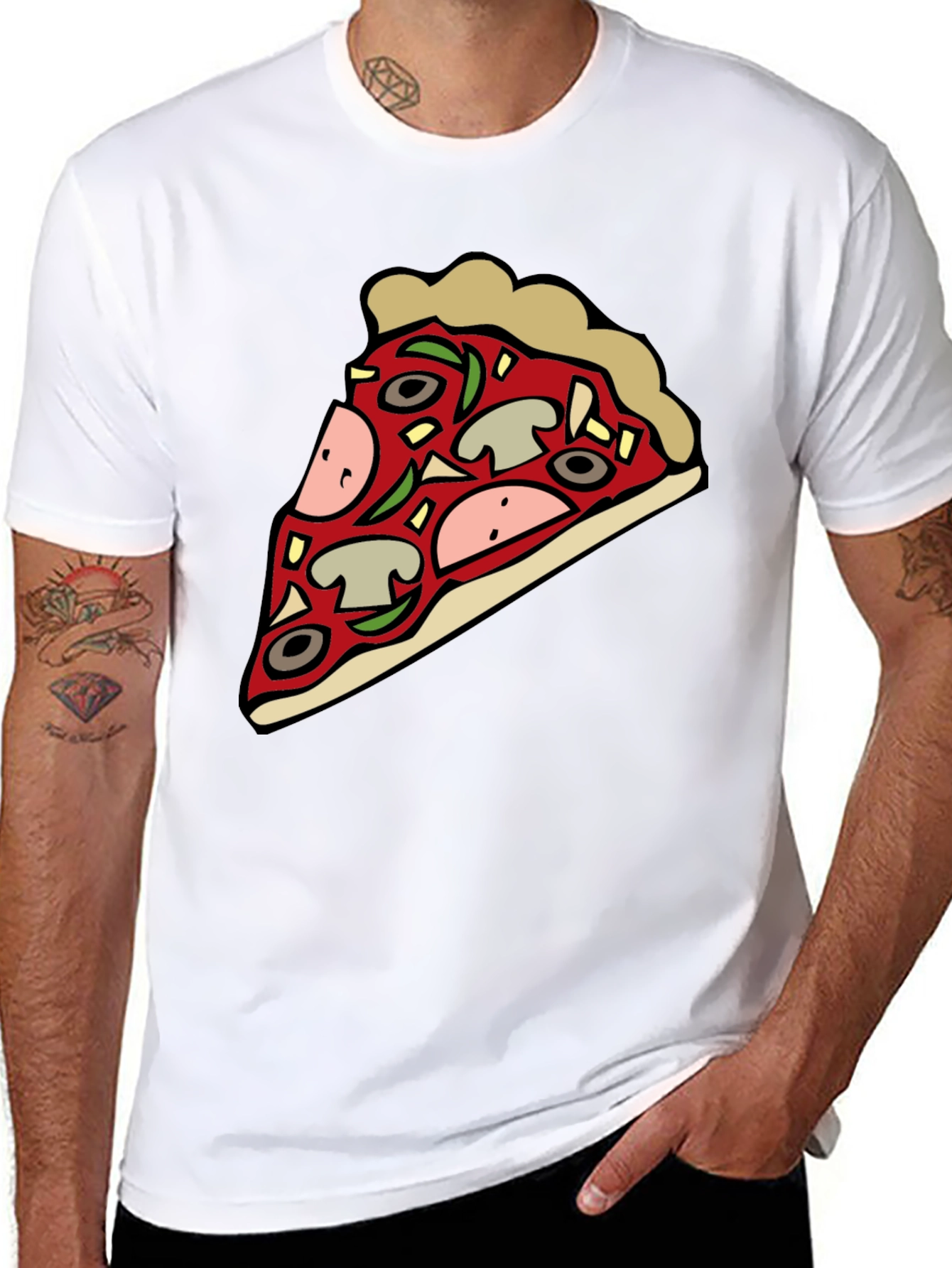 Black Pizza Slice Graphic Black T-Shirt view 8