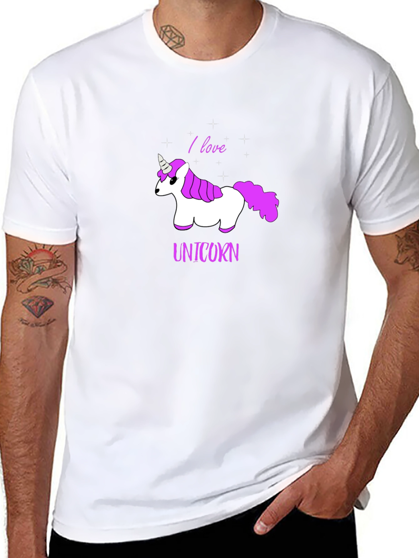 Black I Love Unicorns Graphic T-Shirt view 8